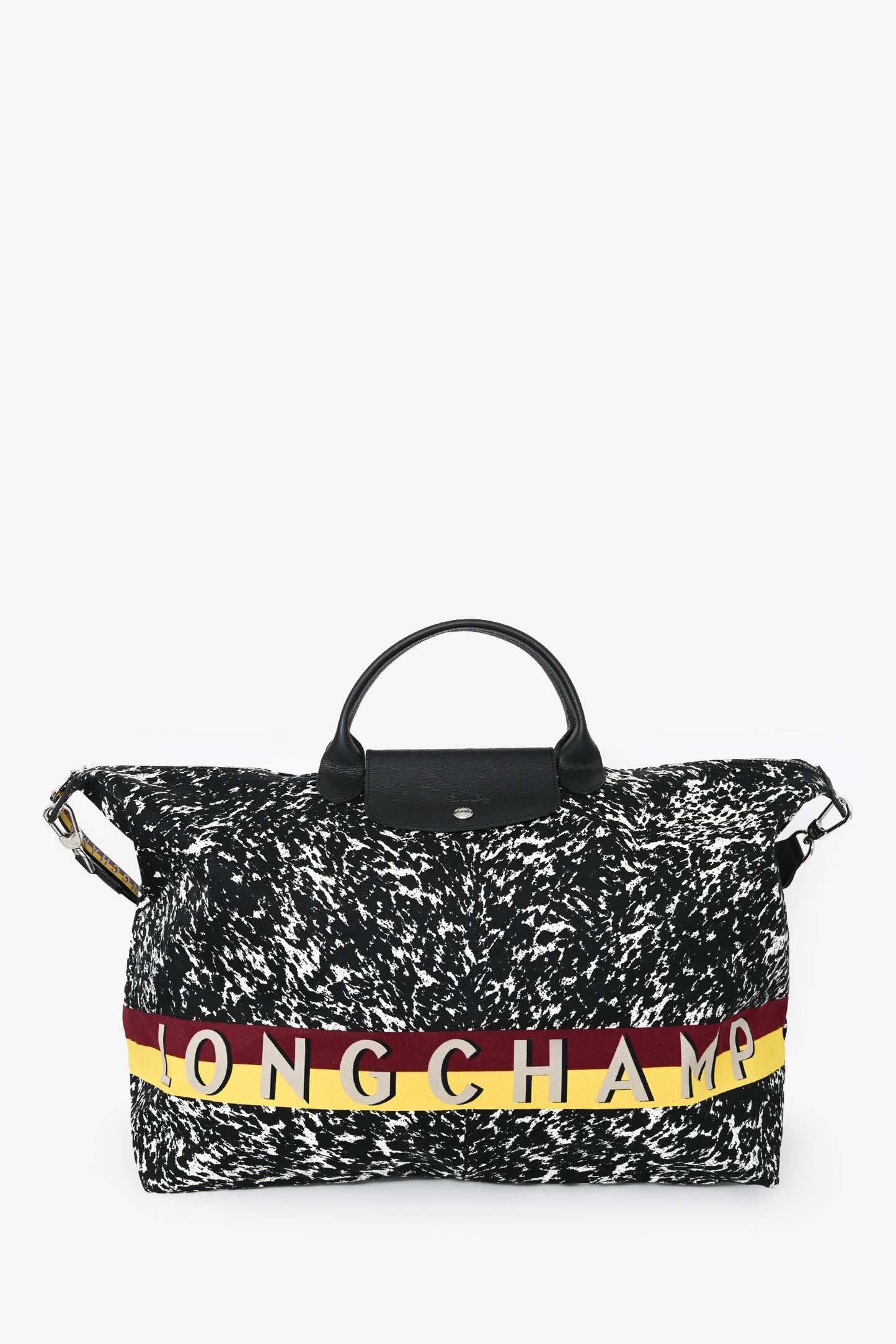 Longchamp Black/White Patterned Le Pliage Appaloosa XL Travel Bag With Strap