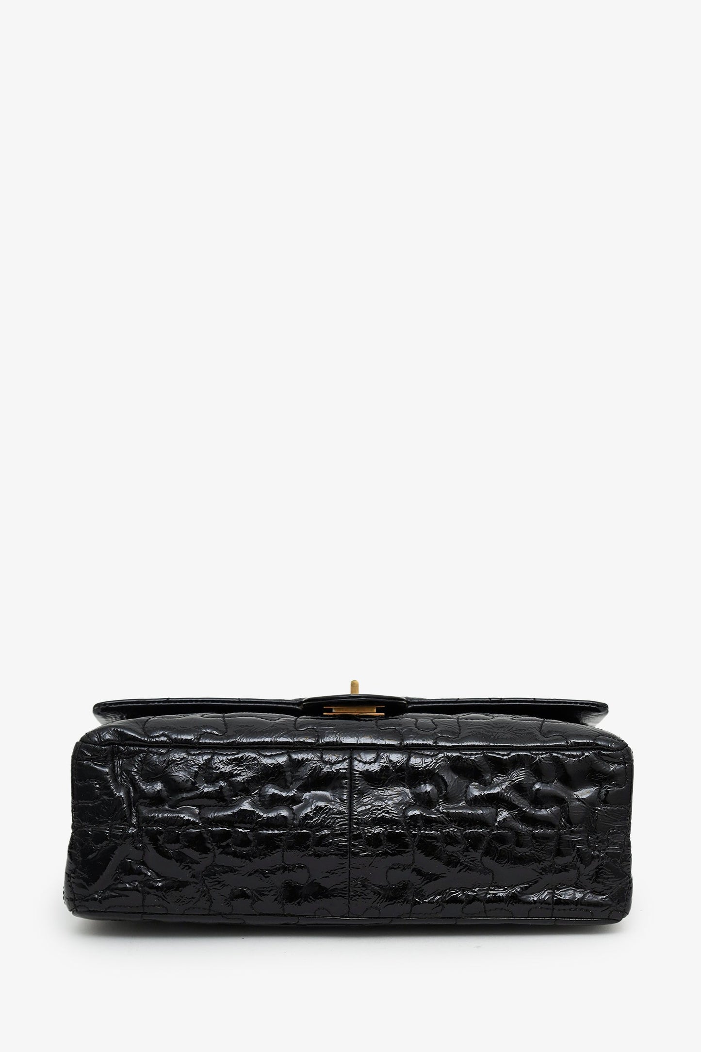 Chanel™ 2008-09 Black Crackled Patent Puzzle Reissue 2.55 Double Flap 226 Shoulder Bag