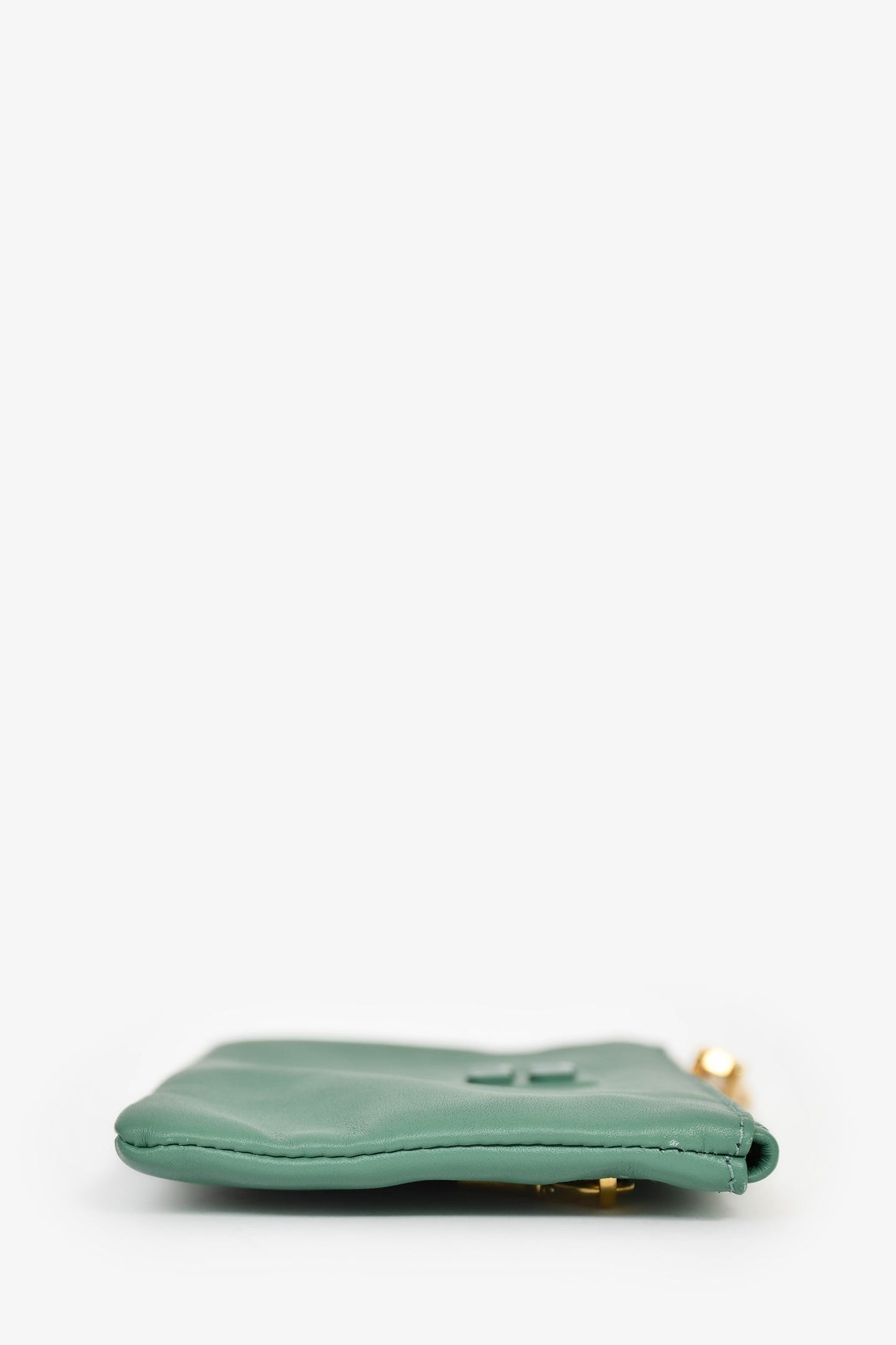 Miu Miu Green Leather Logo Zip Pouch