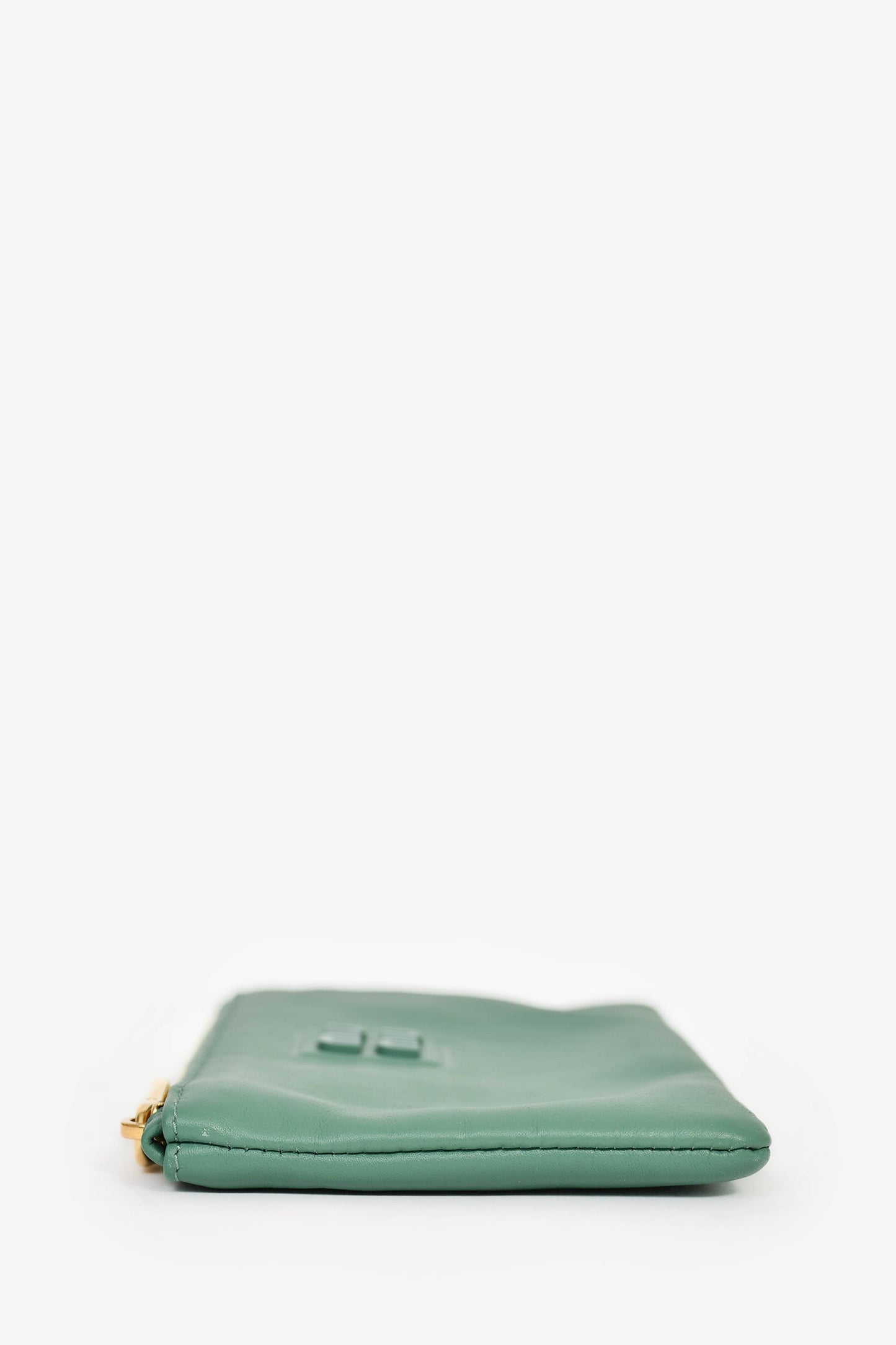 Miu Miu Green Leather Logo Zip Pouch