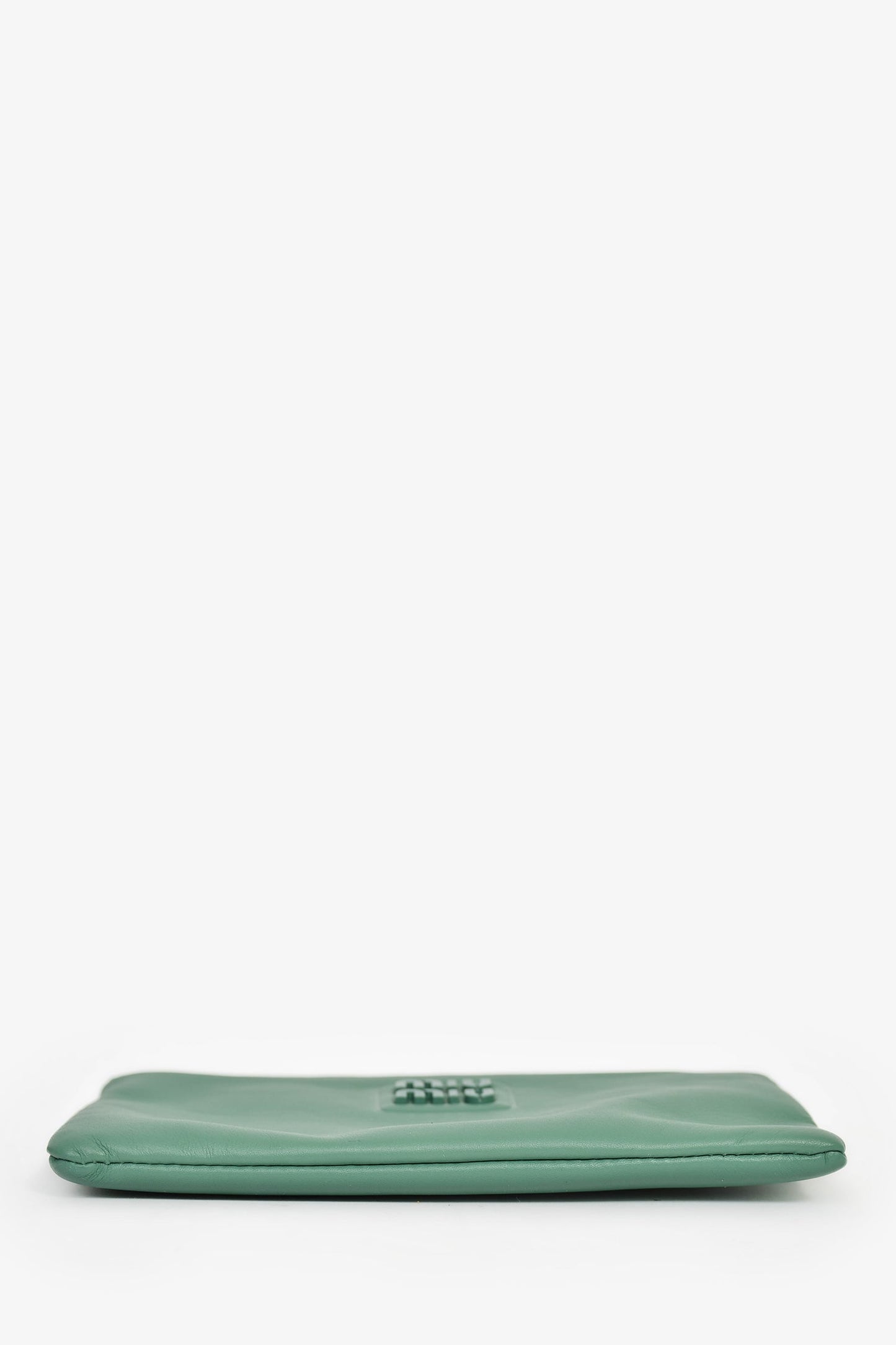 Miu Miu Green Leather Logo Zip Pouch