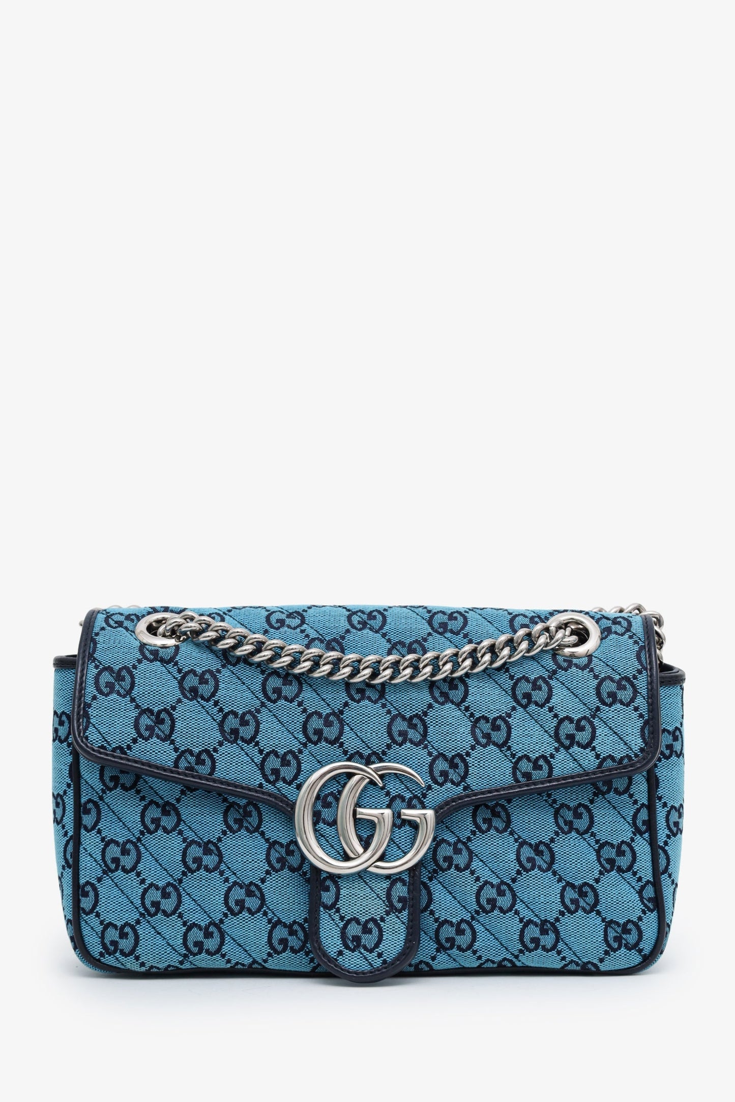 Gucci Blue Canvas Small Marmont Shoulder Bag