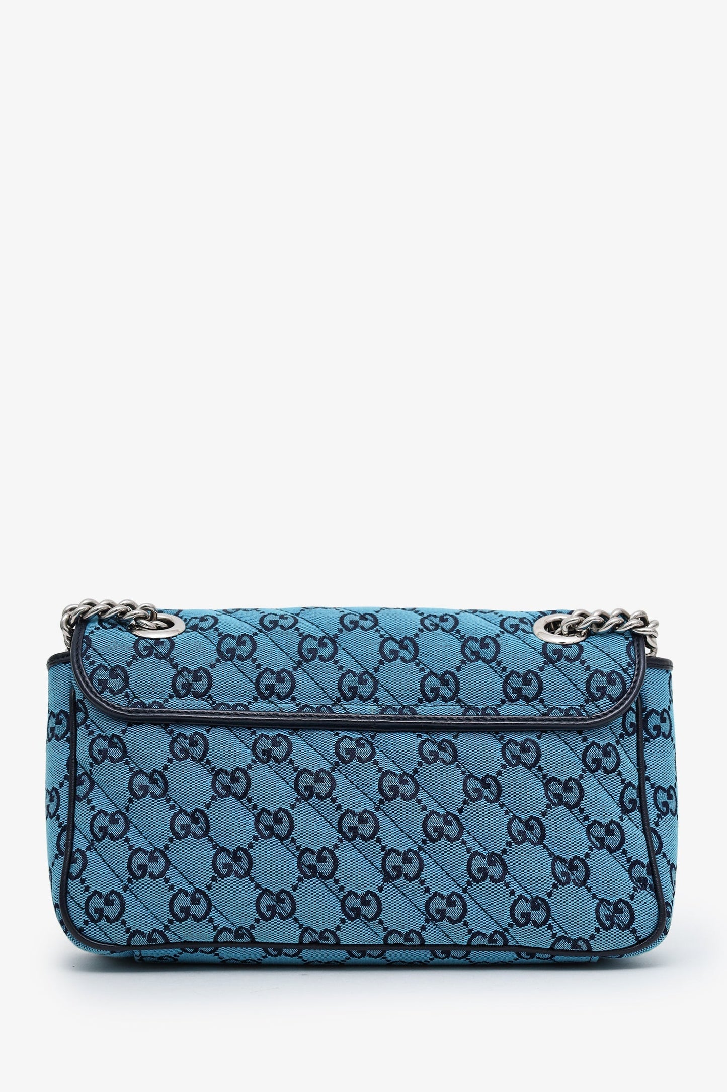 Gucci Blue Canvas Small Marmont Shoulder Bag