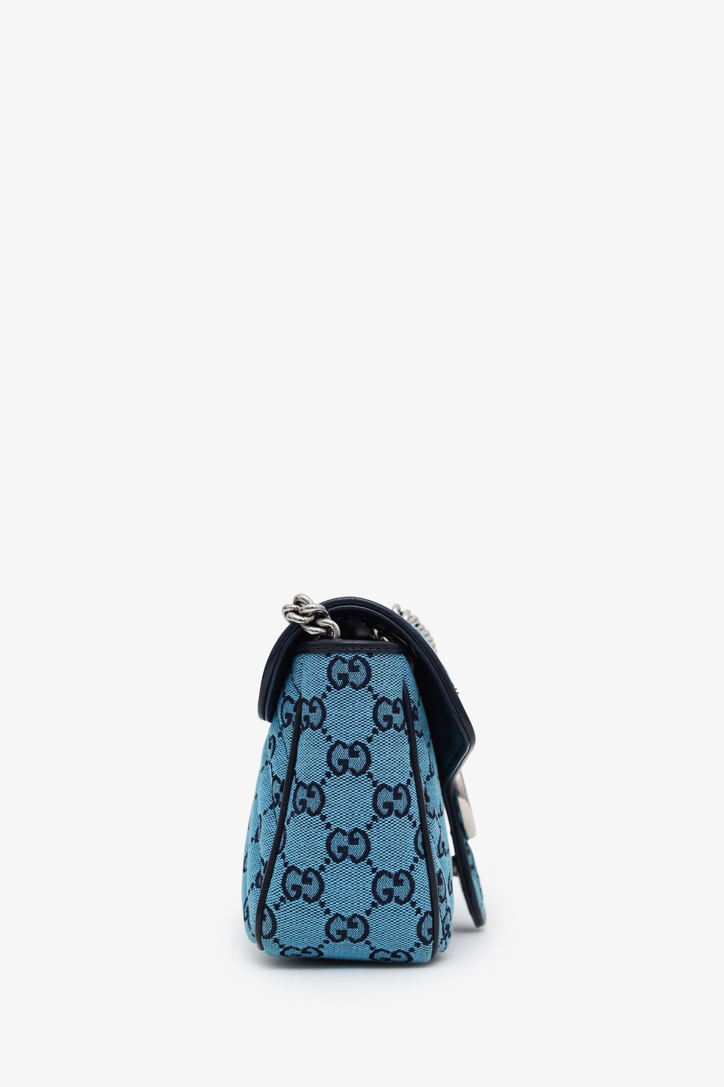 Gucci Blue Canvas Small Marmont Shoulder Bag