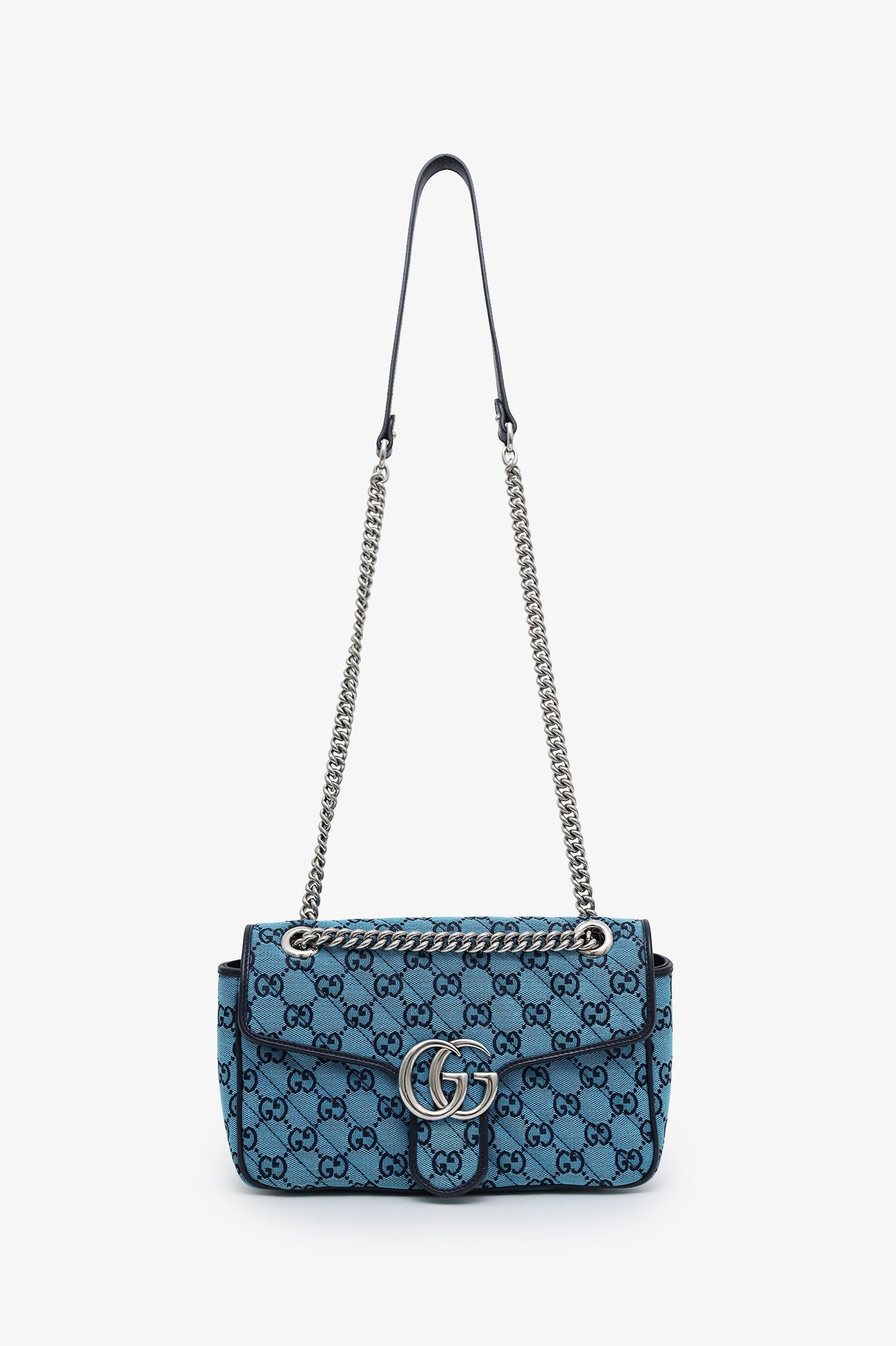 Gucci Blue Canvas Small Marmont Shoulder Bag