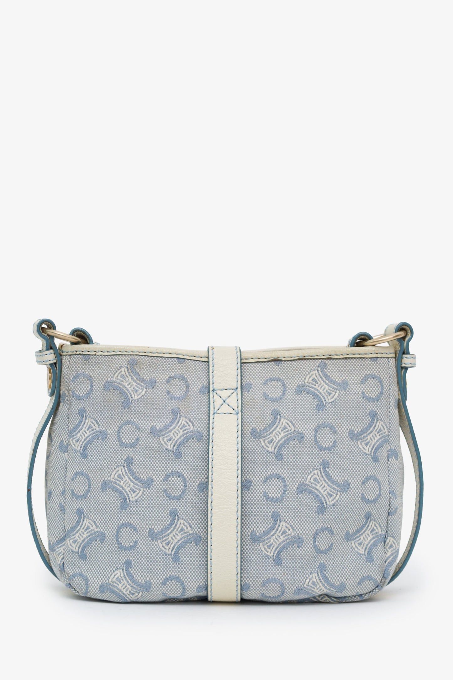 Celine Blue Leather/Canvas 'Macadam C' Crossbody