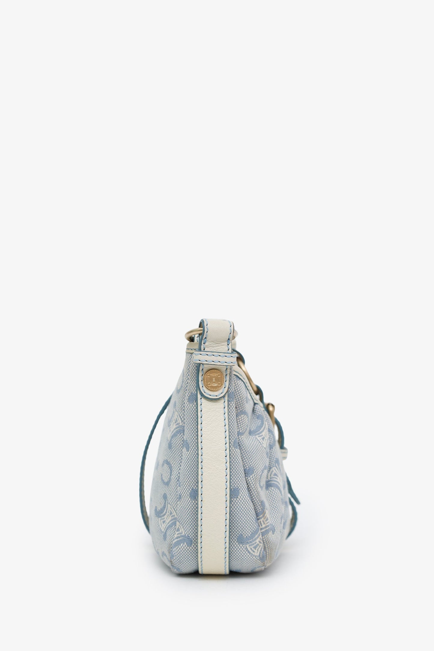 Celine Blue Leather/Canvas 'Macadam C' Crossbody