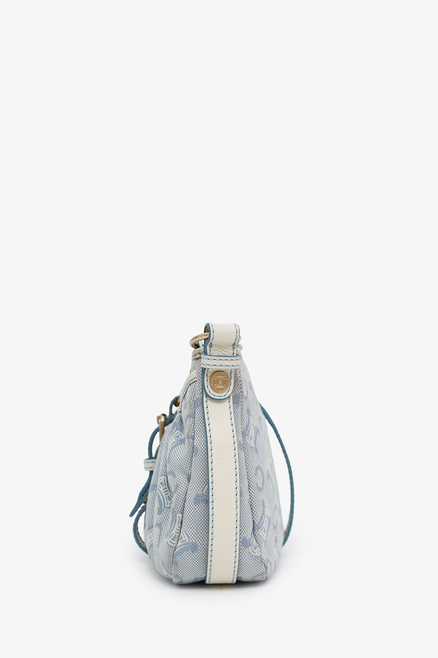 Celine Blue Leather/Canvas 'Macadam C' Crossbody