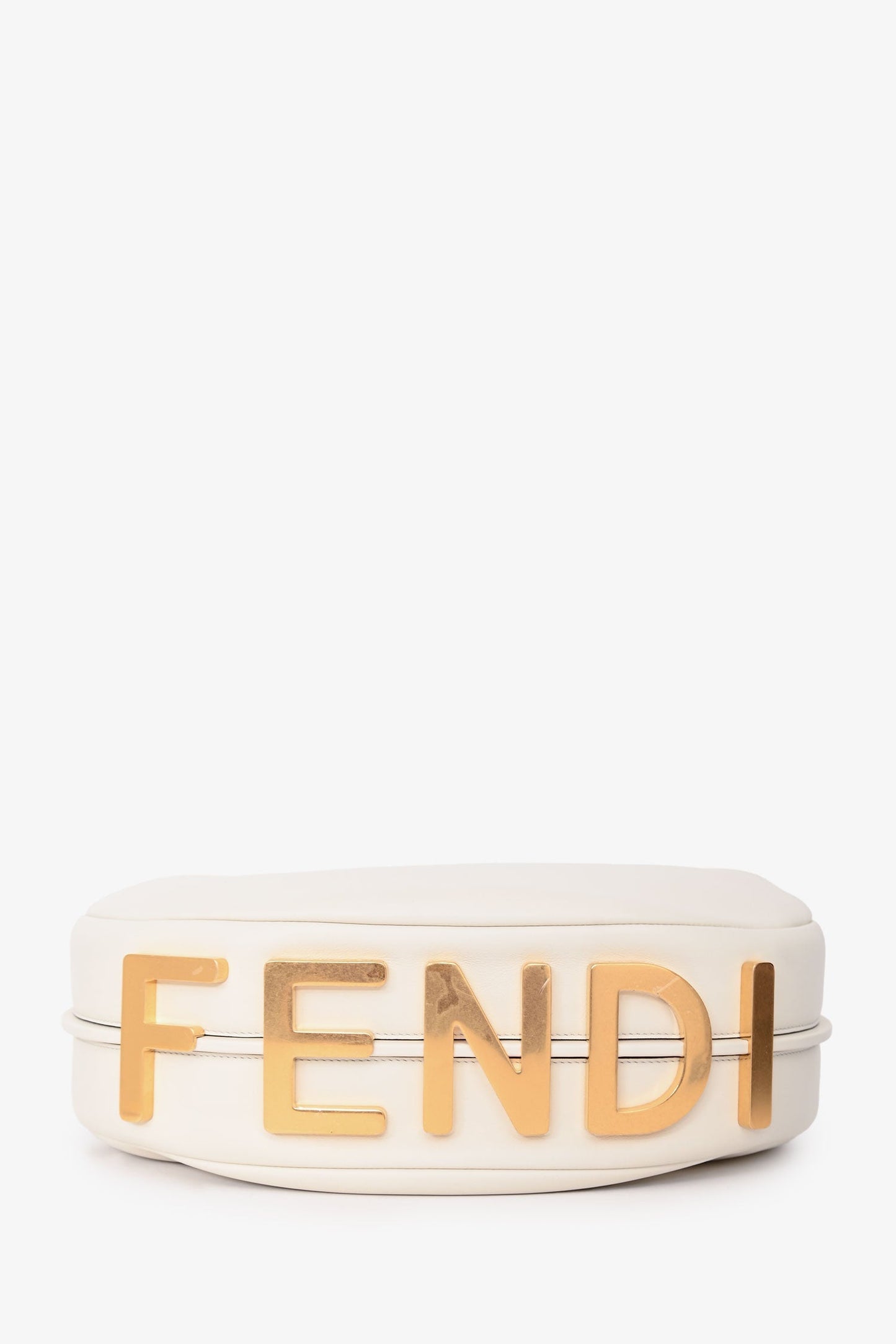 Fendi 2022 White Leather Medium Grace Fendigraphy Hobo Bag