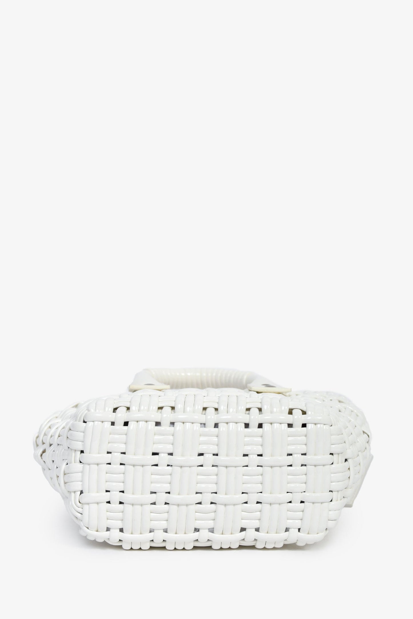 Balenciaga White Patent Woven XXS 'Bistro' Basket Bag