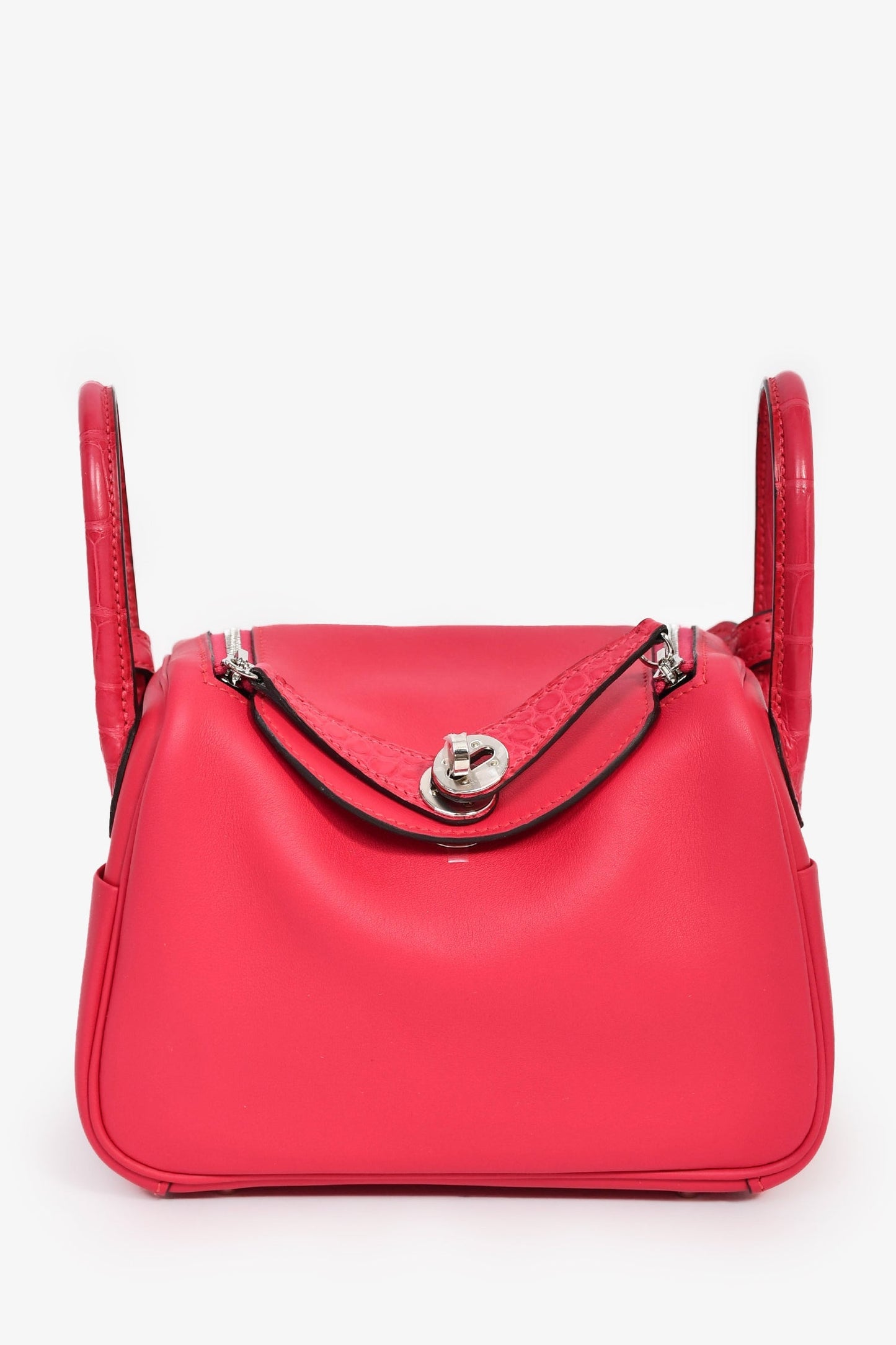 Hermès 2022 Framboise Swift/Alligator Touch Mini Lindy