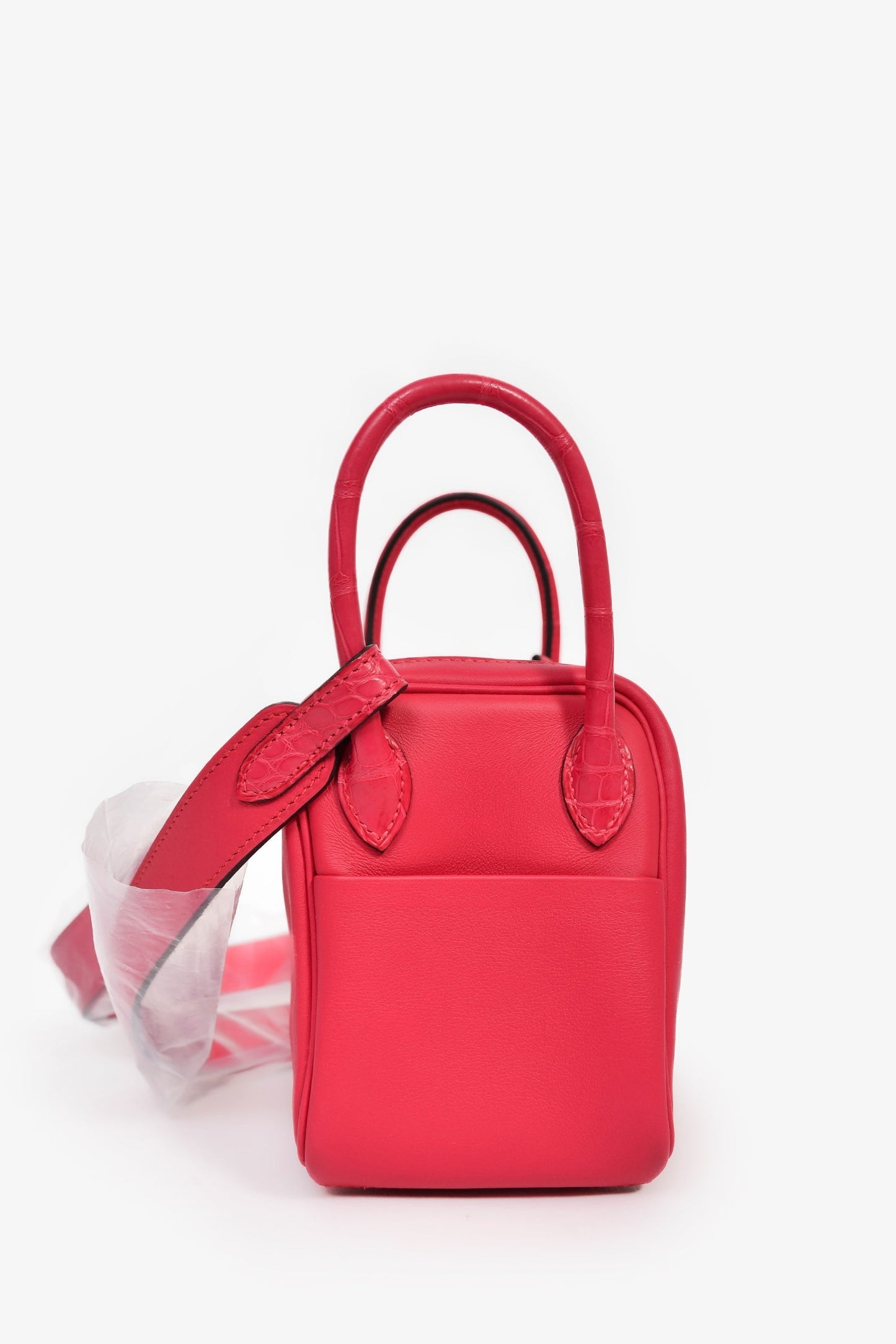 Hermès 2022 Framboise Swift/Alligator Touch Mini Lindy