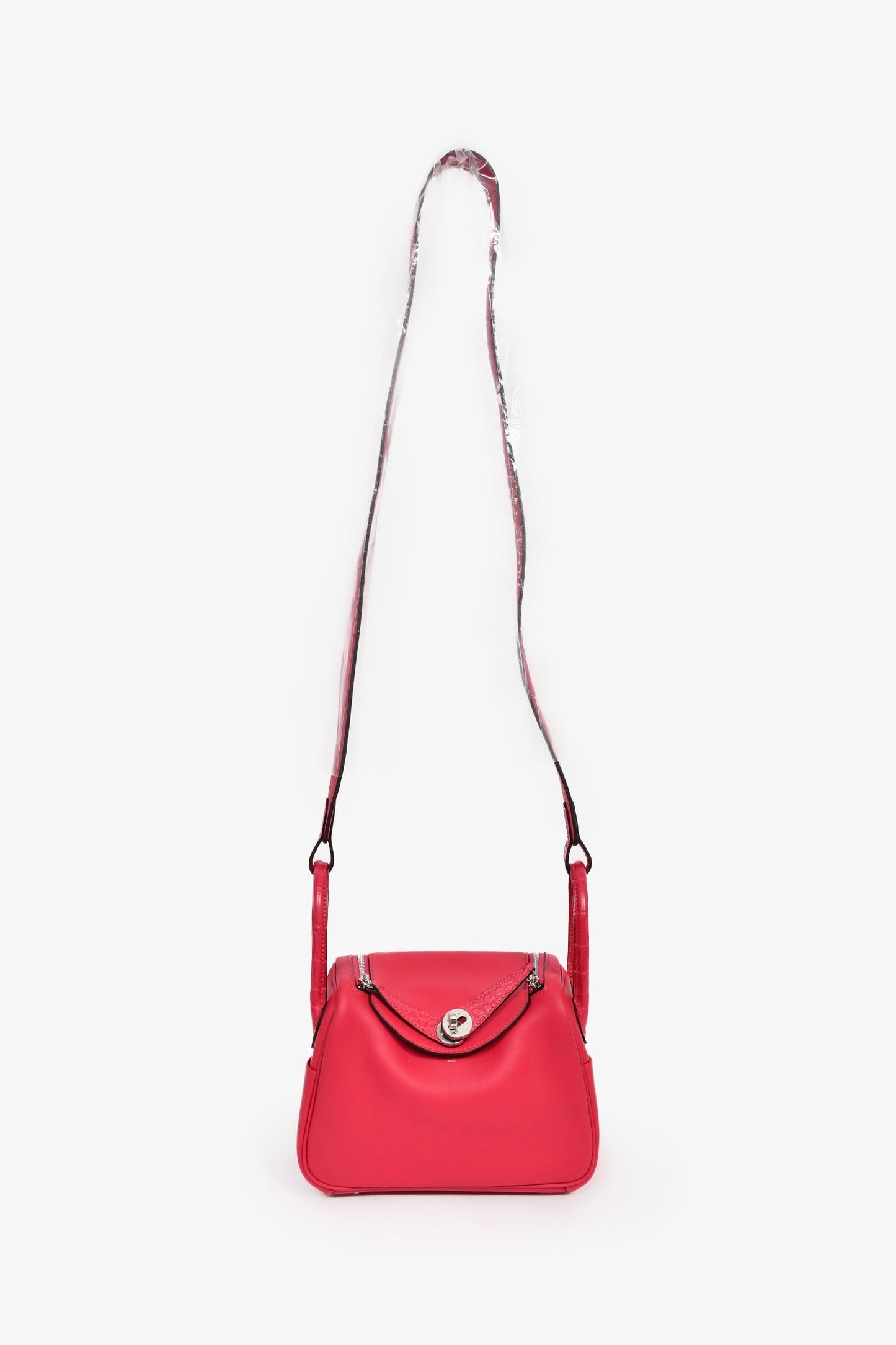 Hermès 2022 Framboise Swift/Alligator Touch Mini Lindy