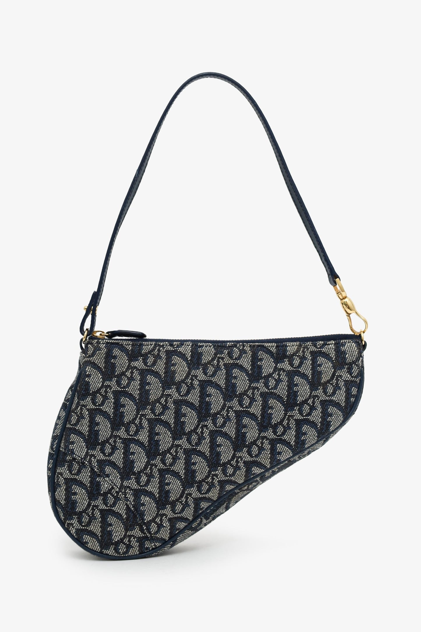 Christian Dior 2001 Blue Oblique Canvas Mini Saddle Pochette