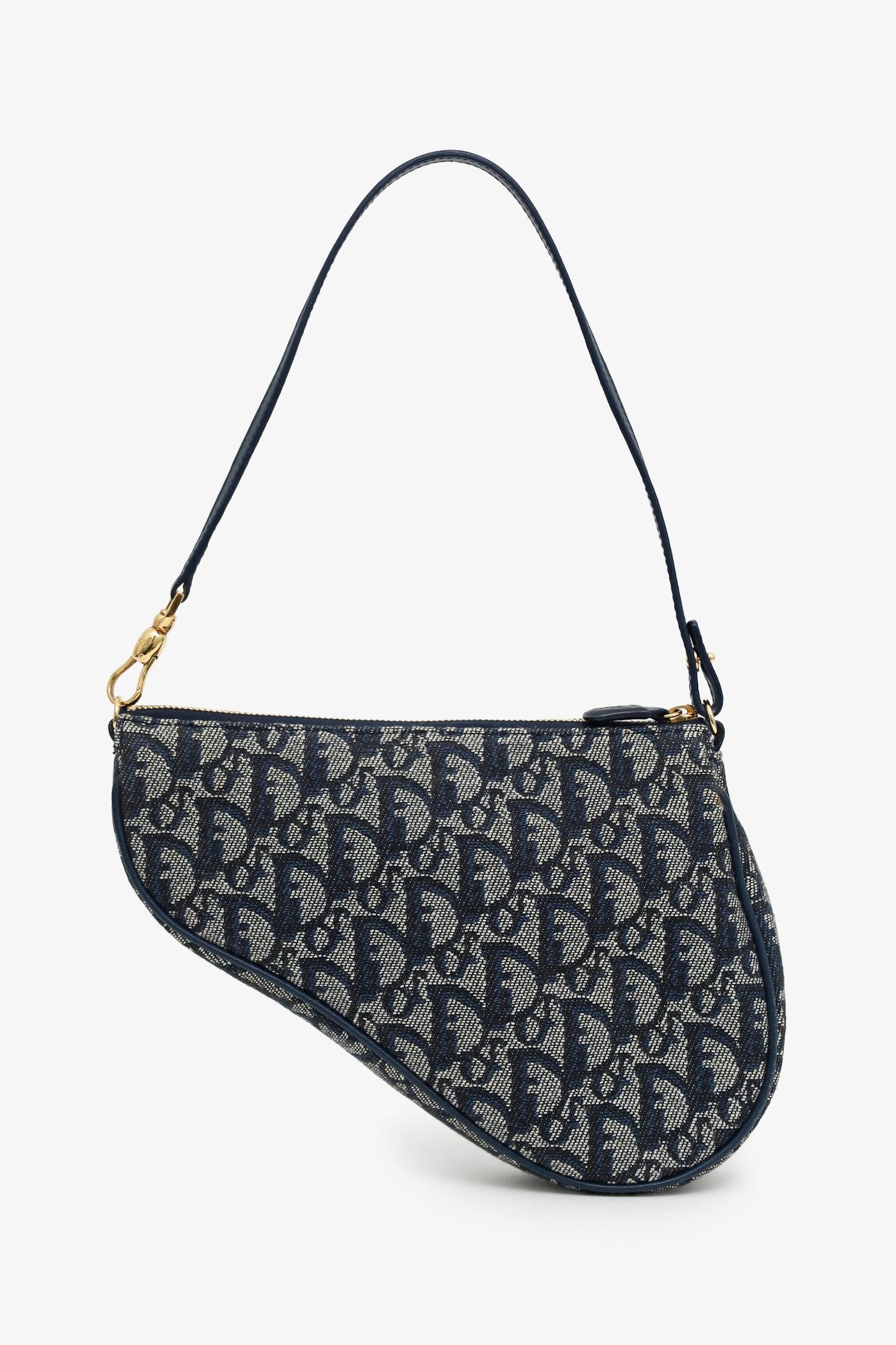 Christian Dior 2001 Blue Oblique Canvas Mini Saddle Pochette