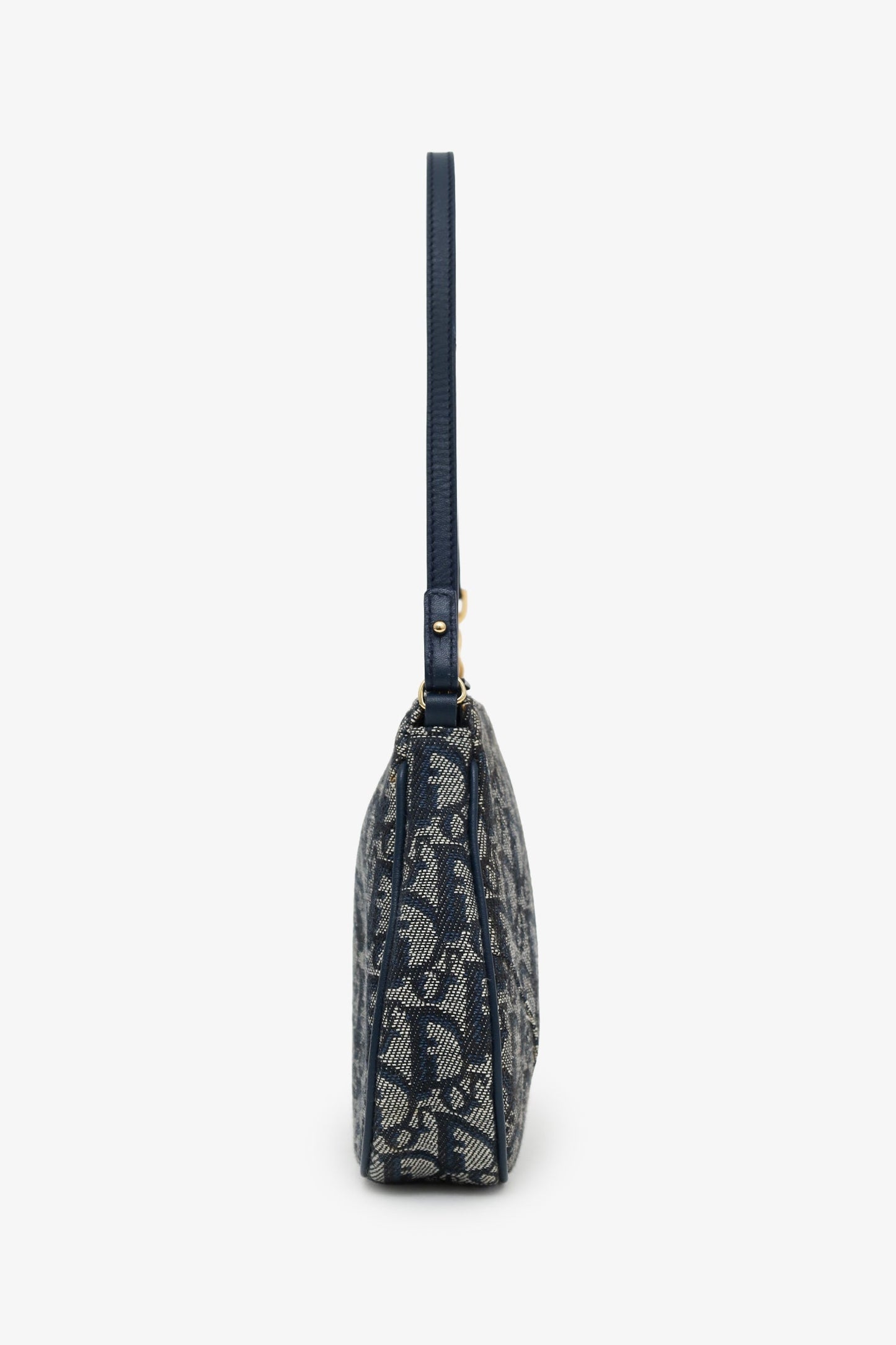 Christian Dior 2001 Blue Oblique Canvas Mini Saddle Pochette