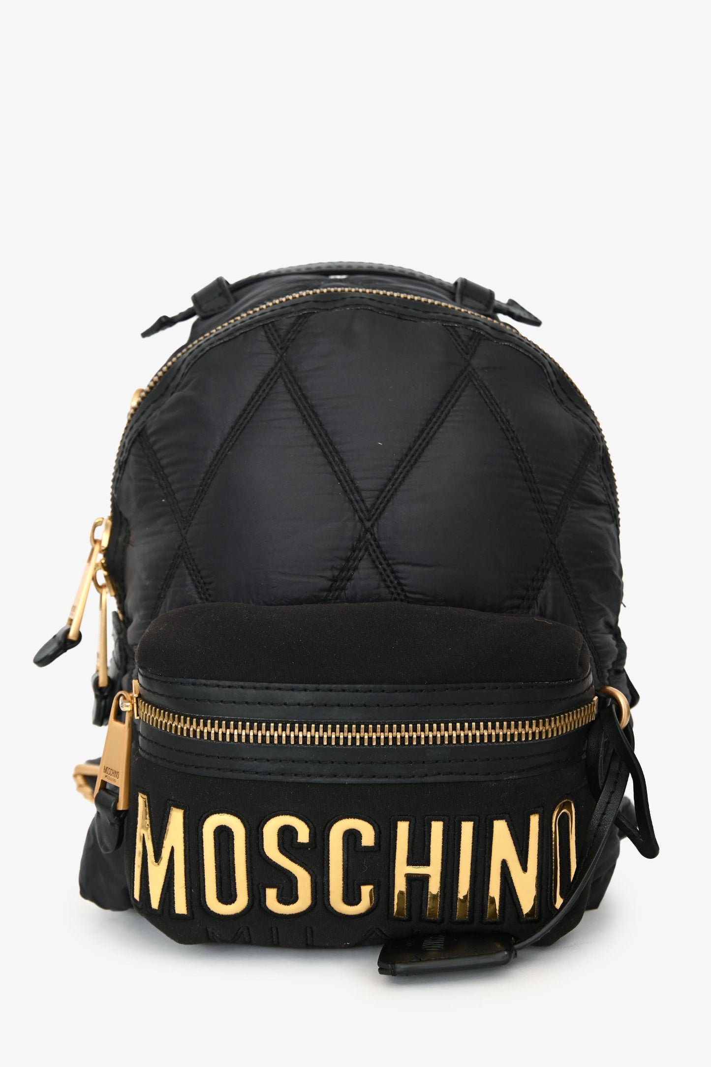 Moschino Navy Nylon Quilted Backpack