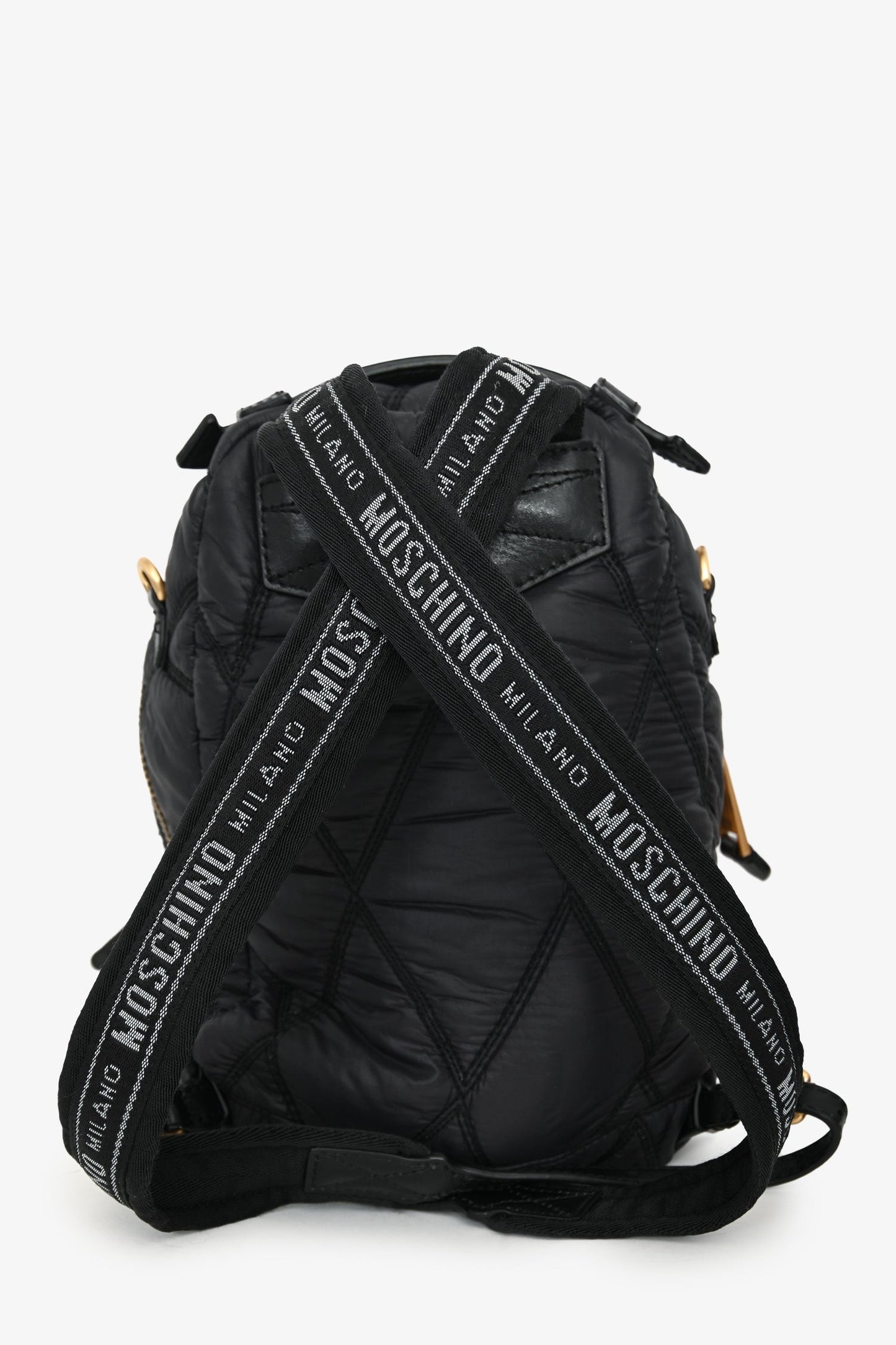 Moschino Navy Nylon Quilted Backpack