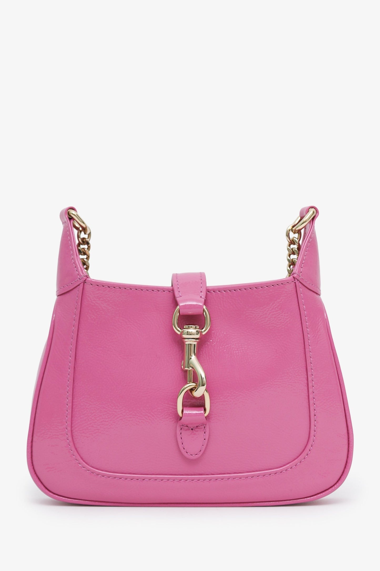 Gucci Pink Crinkled Patent Leather Mini Jackie Notte Bag