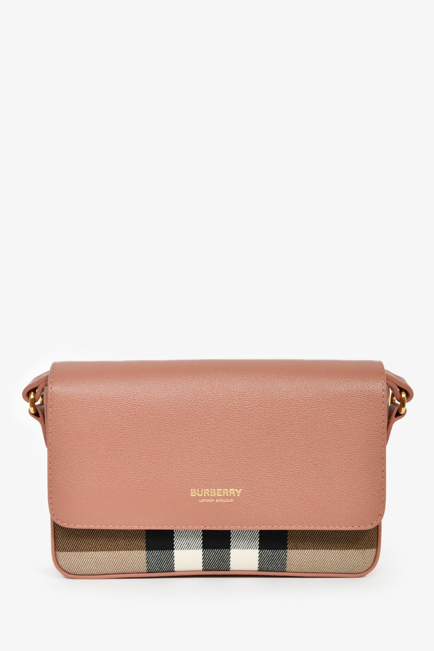 Burberry Pink Leather/House Check Canvas Crossbody Bag