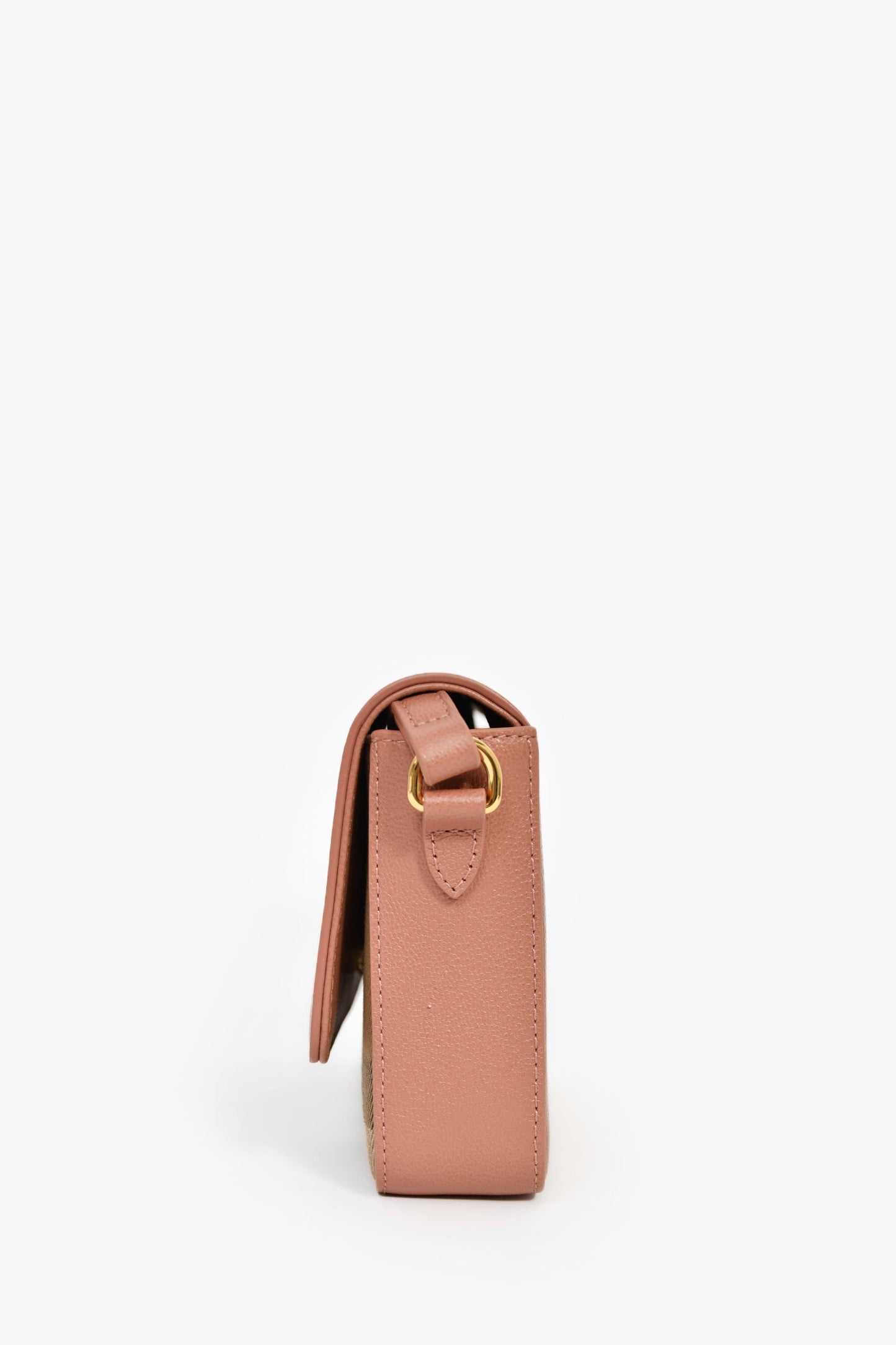 Burberry Pink Leather/House Check Canvas Crossbody Bag