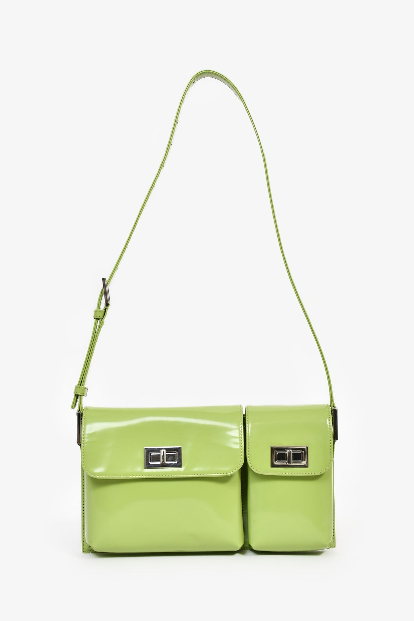 By Far Green Patent Semi Billy Shoulder Bag