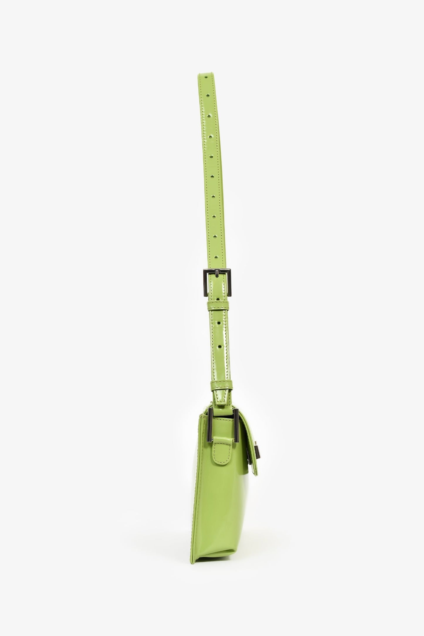 By Far Green Patent Semi Billy Shoulder Bag
