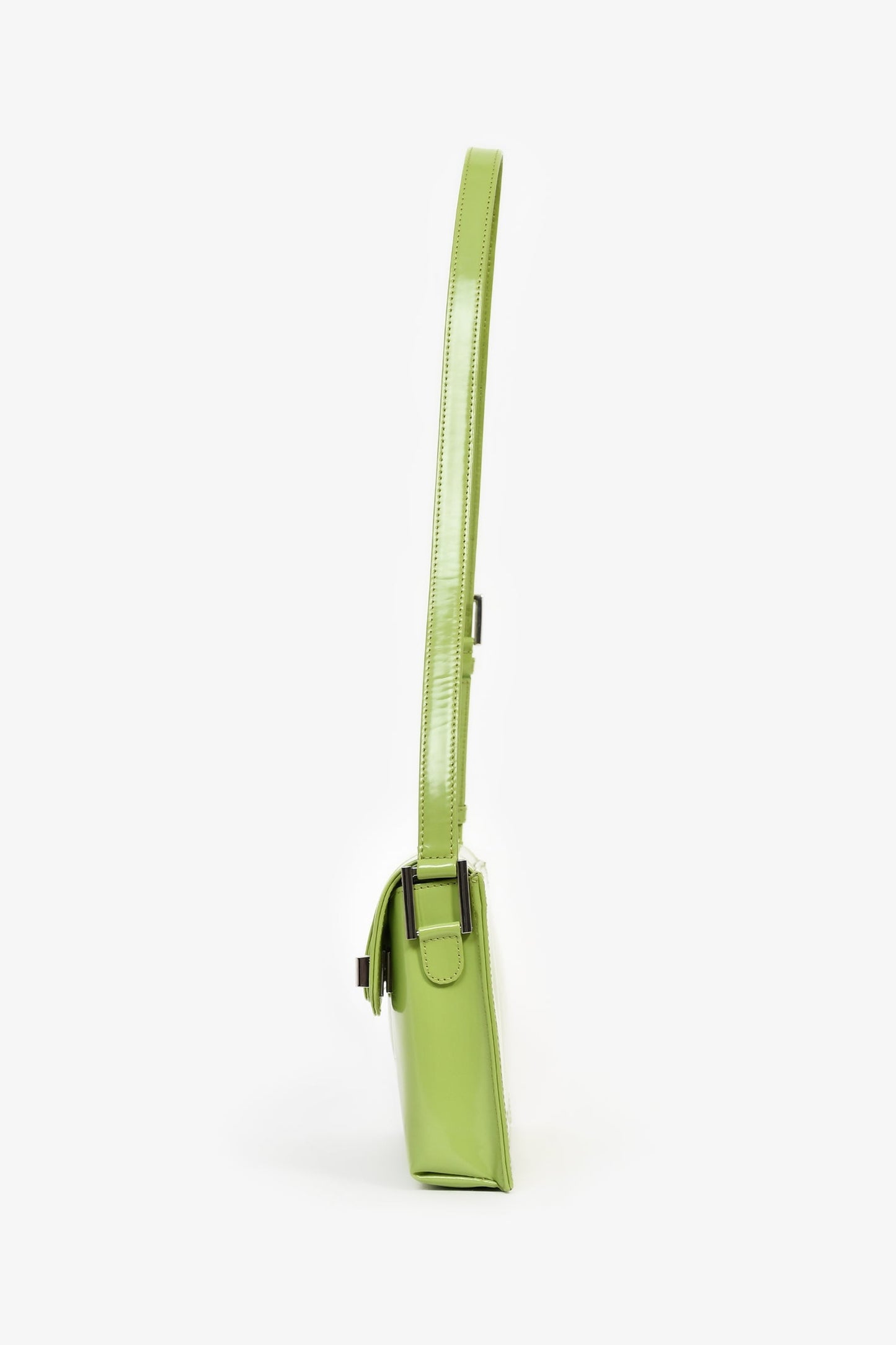 By Far Green Patent Semi Billy Shoulder Bag