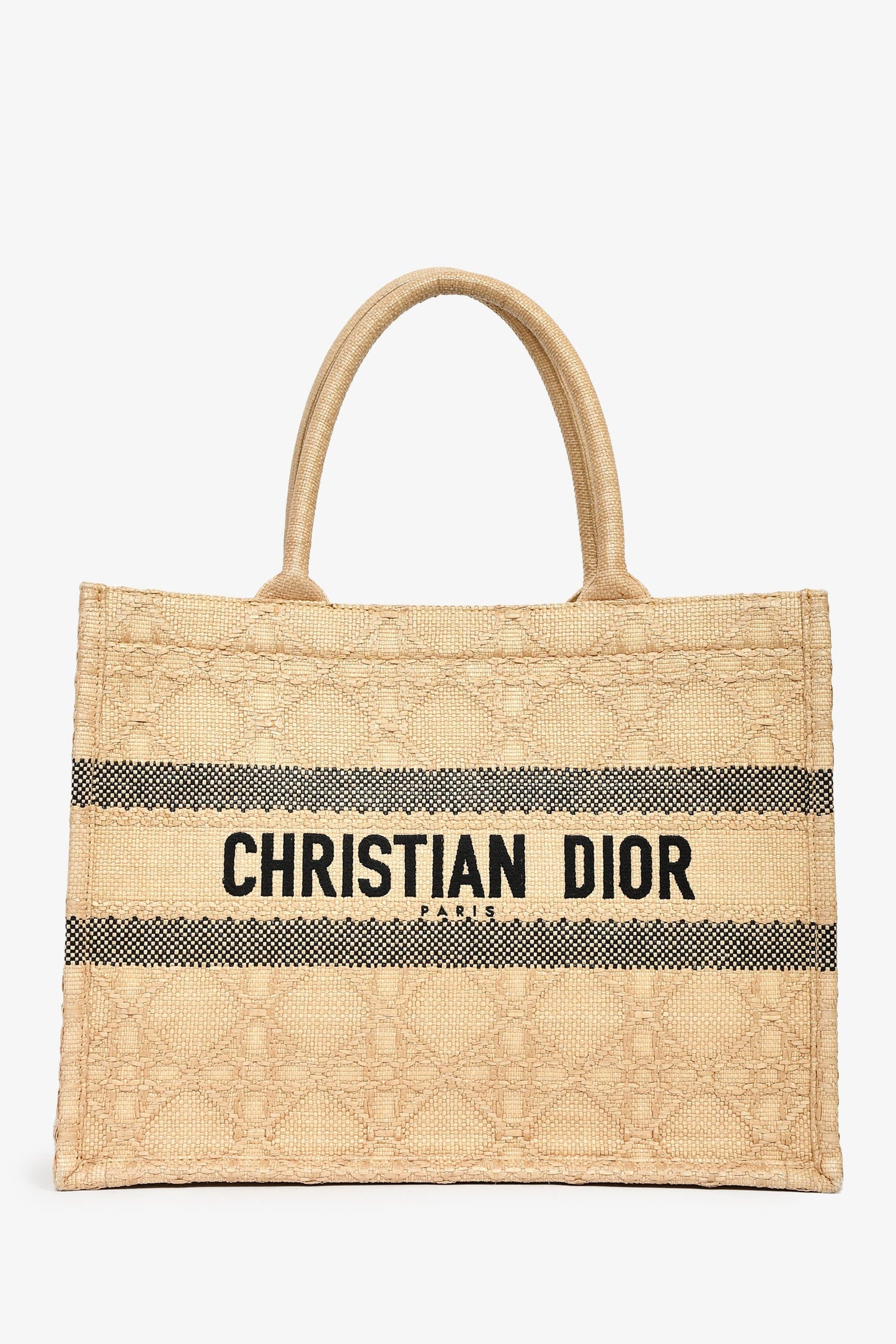 Christian Dior 2023 Beige Raffia Medium Dior Book Tote