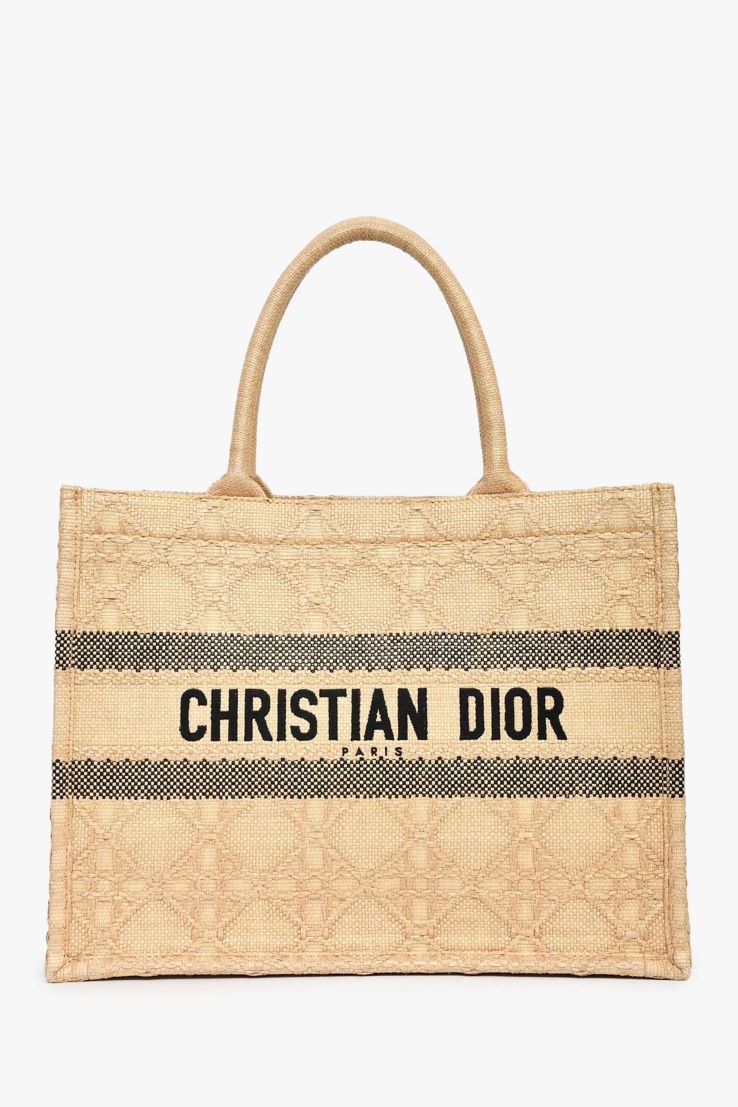 Christian Dior 2023 Beige Raffia Medium Dior Book Tote