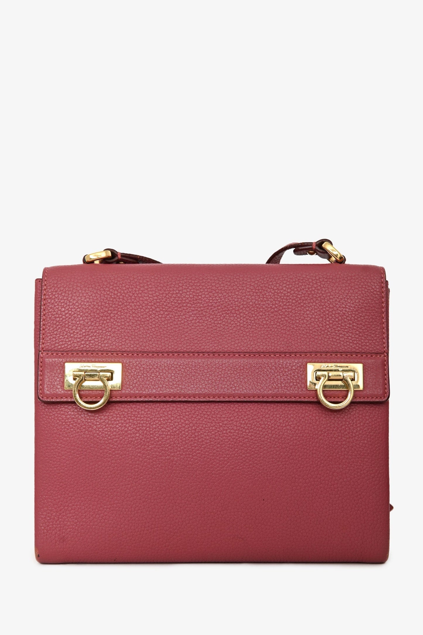 Salvatore Ferragamo Pink Grained Leather Mya Crossbody Bag