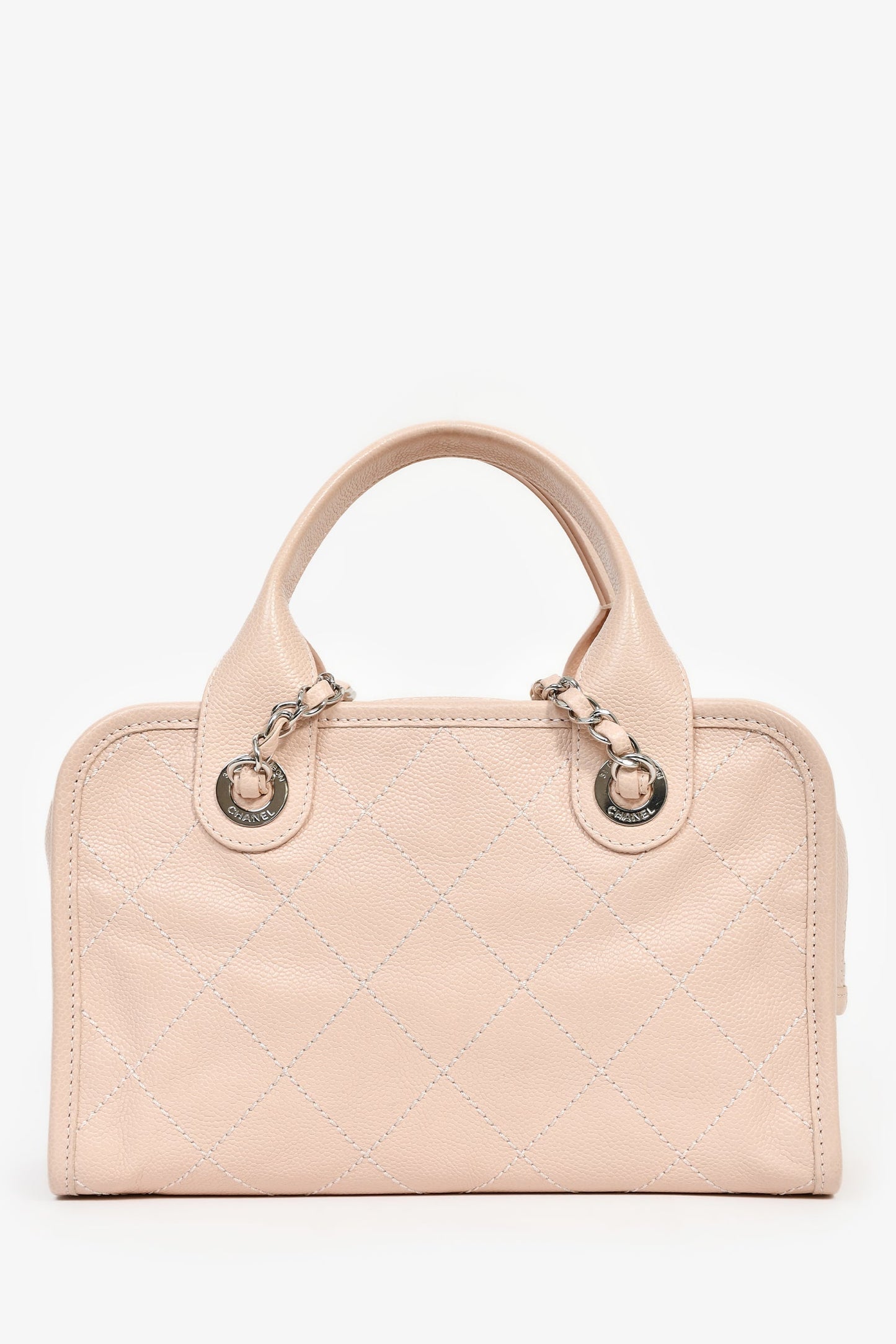 Chanel™ 2014 Pink Caviar Quilted Small Deauville Bowling Bag