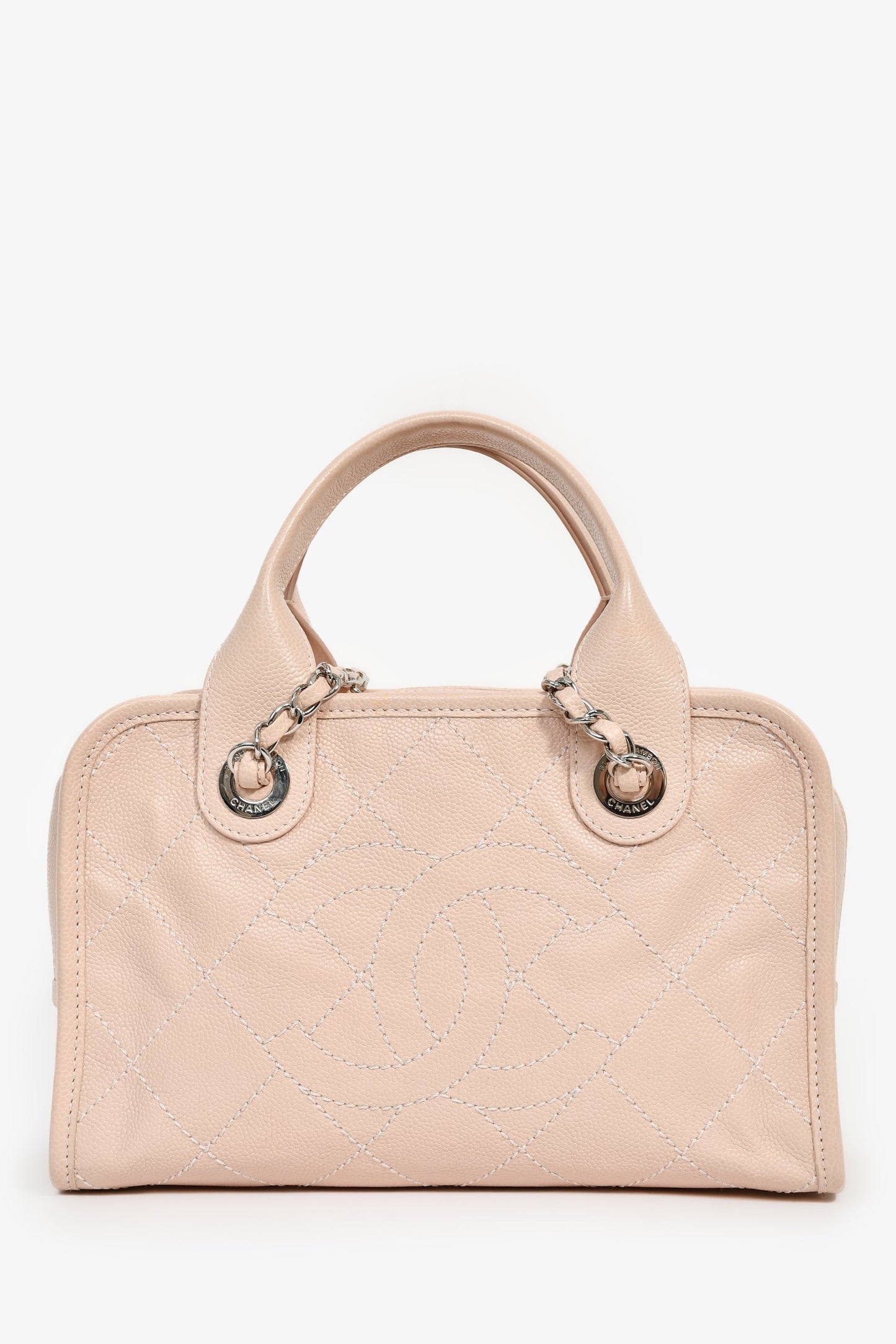 Chanel™ 2014 Pink Caviar Quilted Small Deauville Bowling Bag