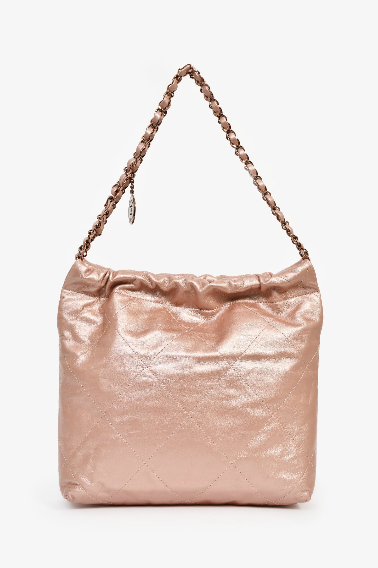 Chanel™ Rose Gold Pink '22' Bag With Pouch