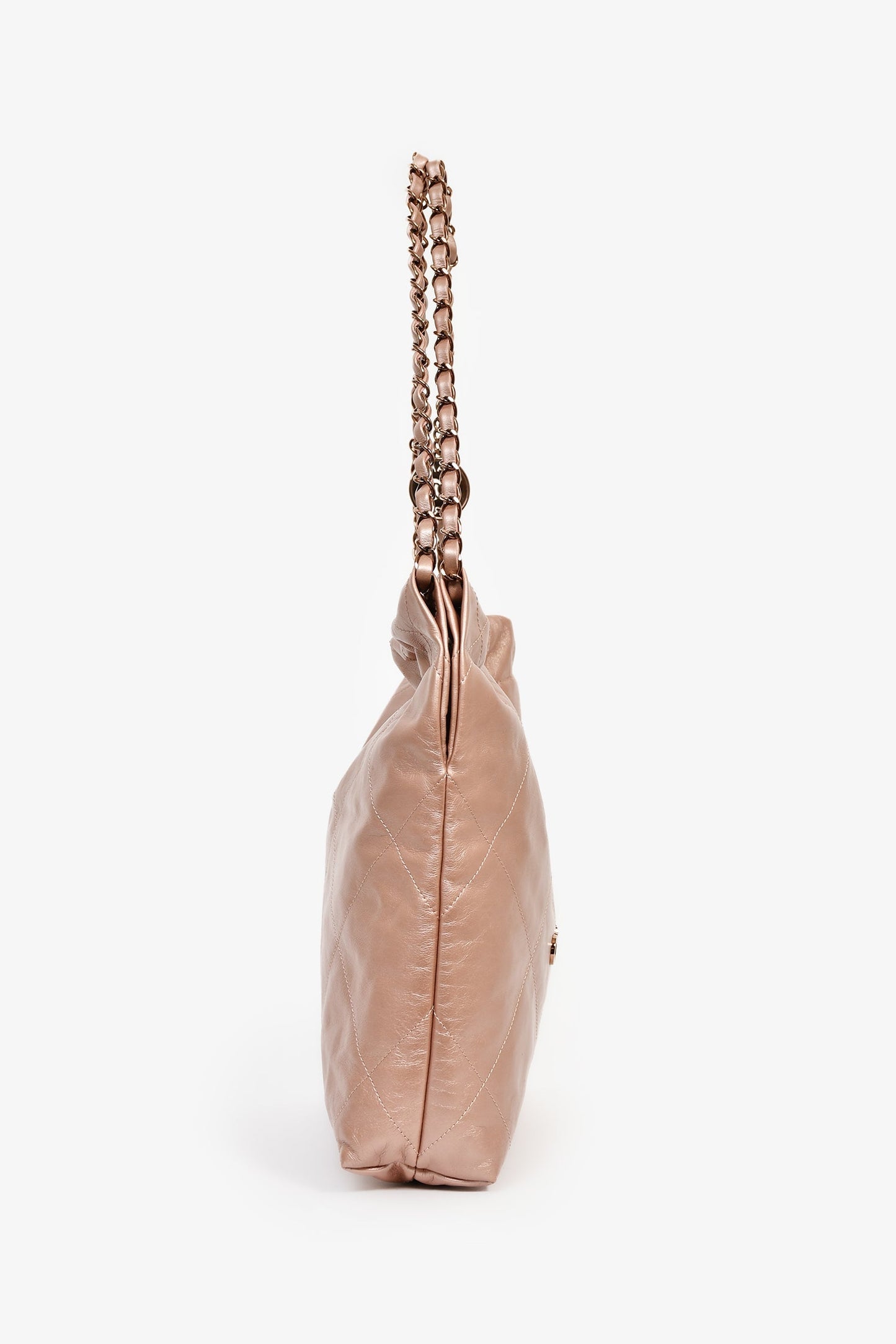 Chanel™ Rose Gold Pink '22' Bag With Pouch