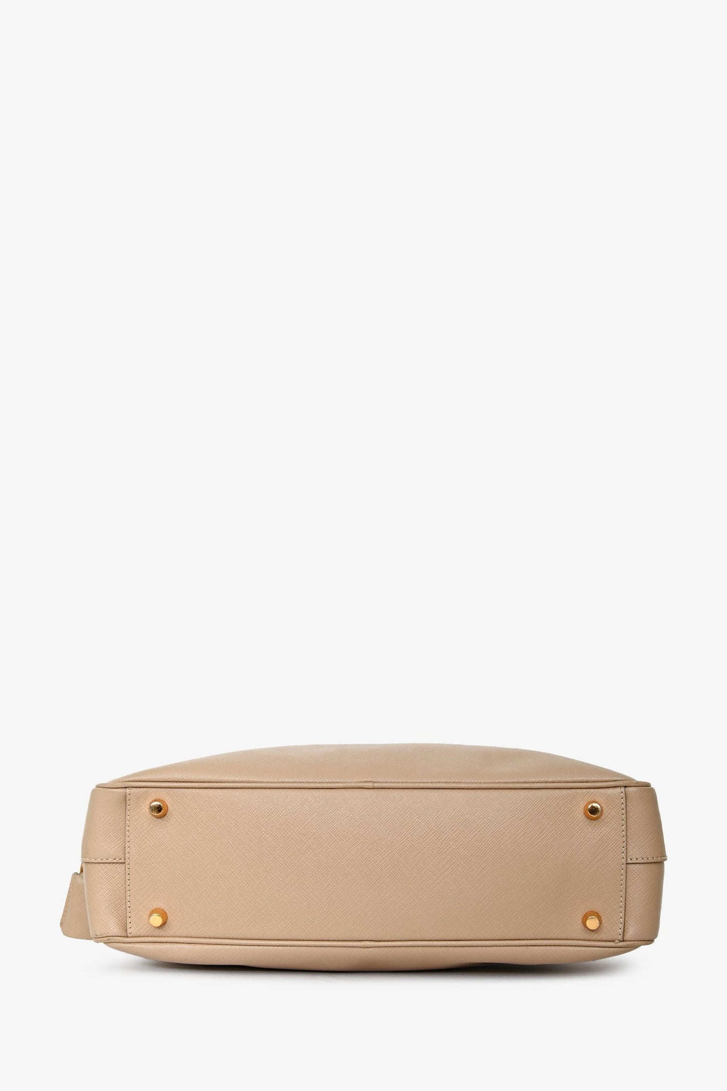Prada Beige Saffiano Leather Lux Bauletto Top Handle