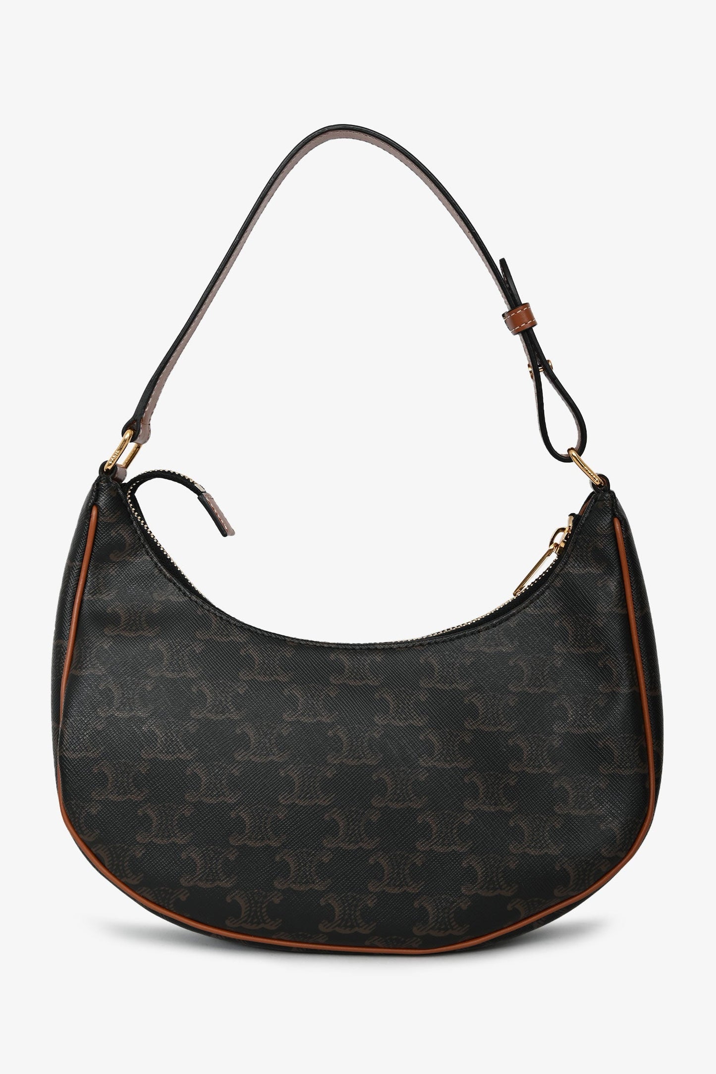 Celine 2020 Brown Leather/Canvas Triomphe Ava Shoulder Bag