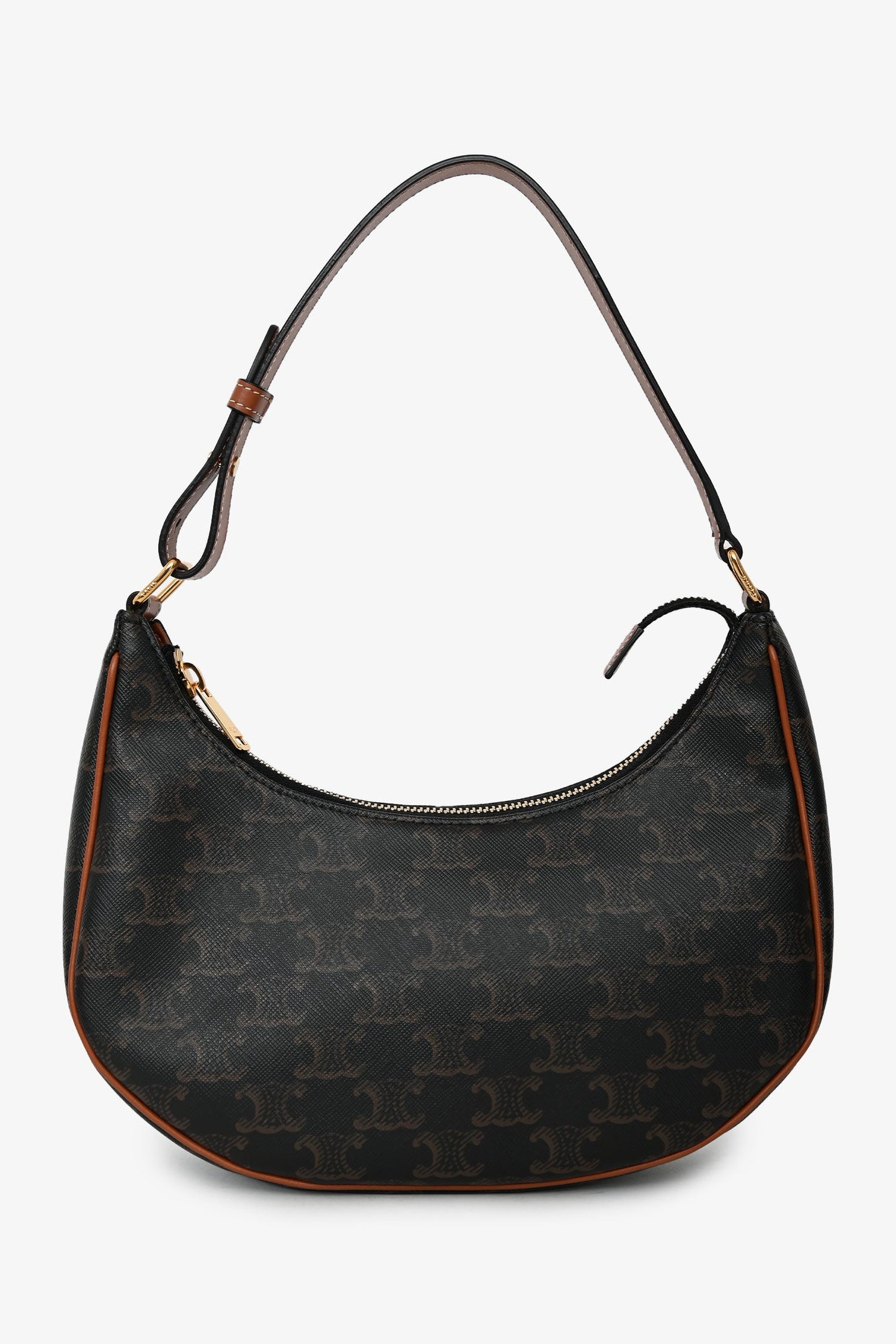 Celine 2020 Brown Leather/Canvas Triomphe Ava Shoulder Bag