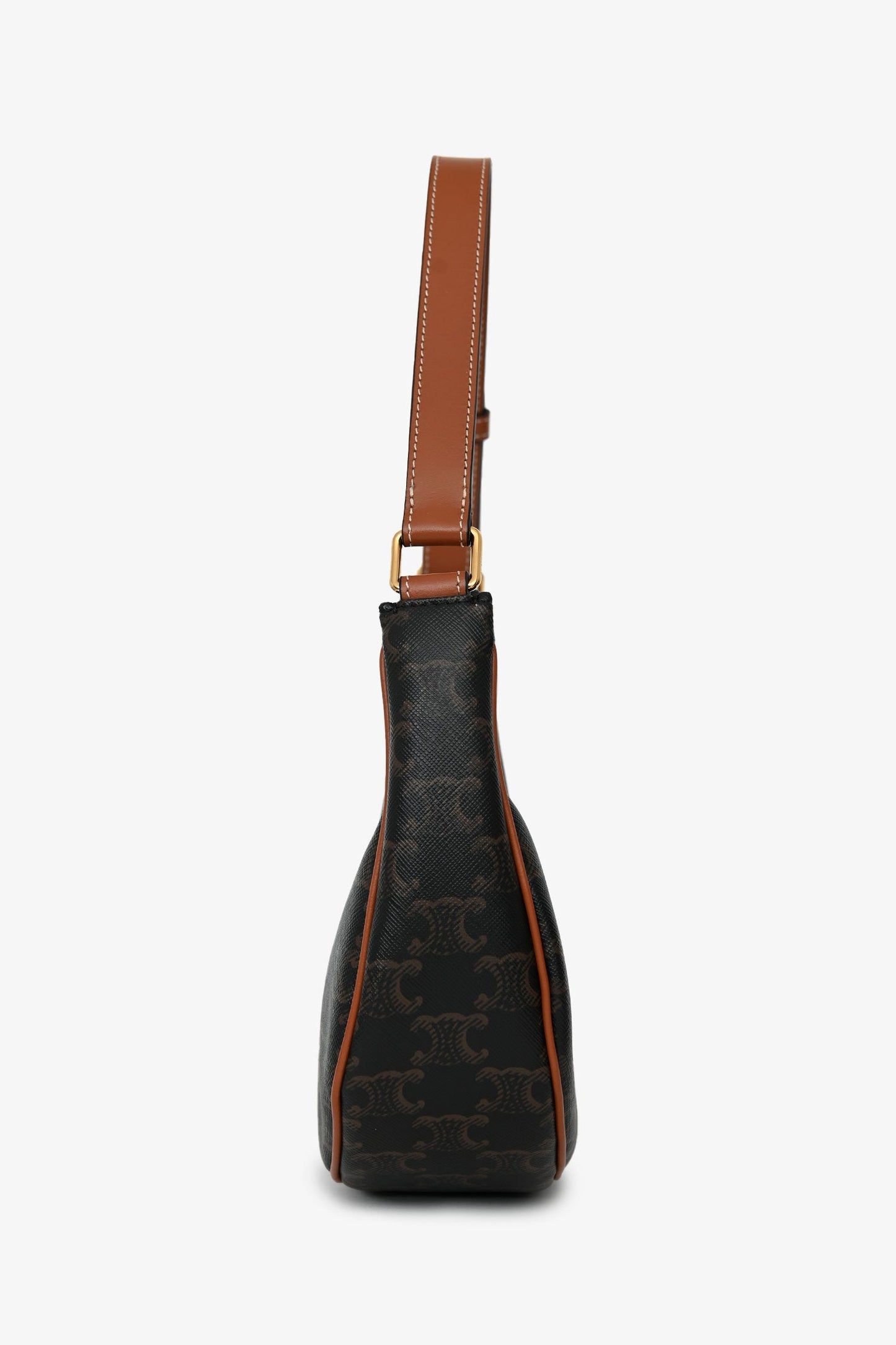 Celine 2020 Brown Leather/Canvas Triomphe Ava Shoulder Bag