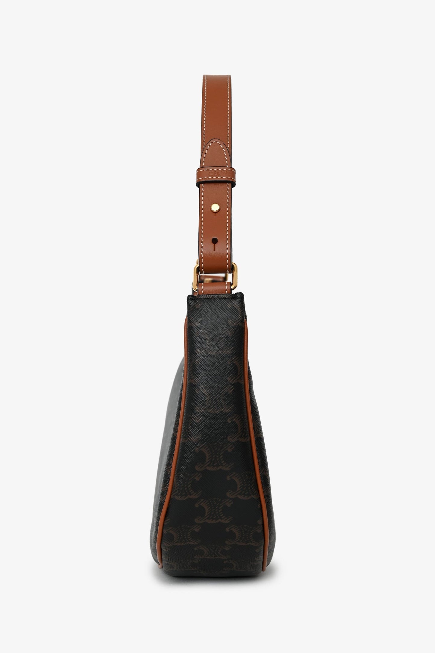 Celine 2020 Brown Leather/Canvas Triomphe Ava Shoulder Bag