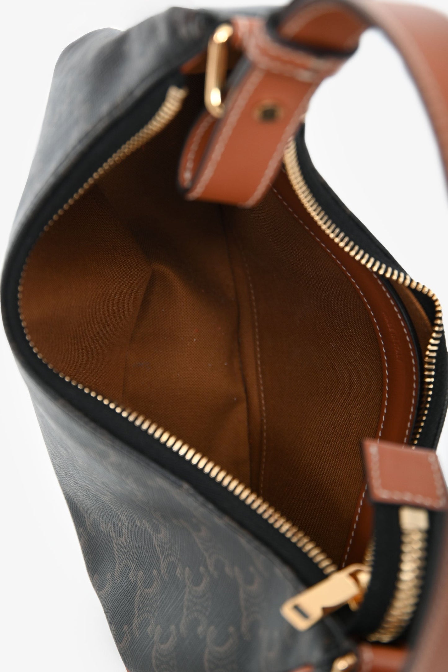 Celine 2020 Brown Leather/Canvas Triomphe Ava Shoulder Bag