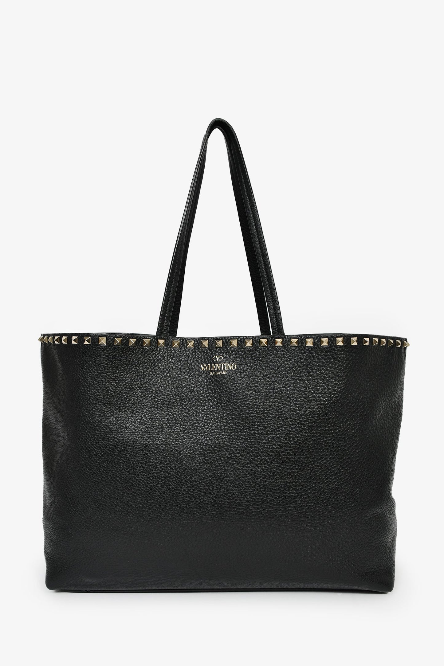 Valentino Black Leather Rockstud Tote