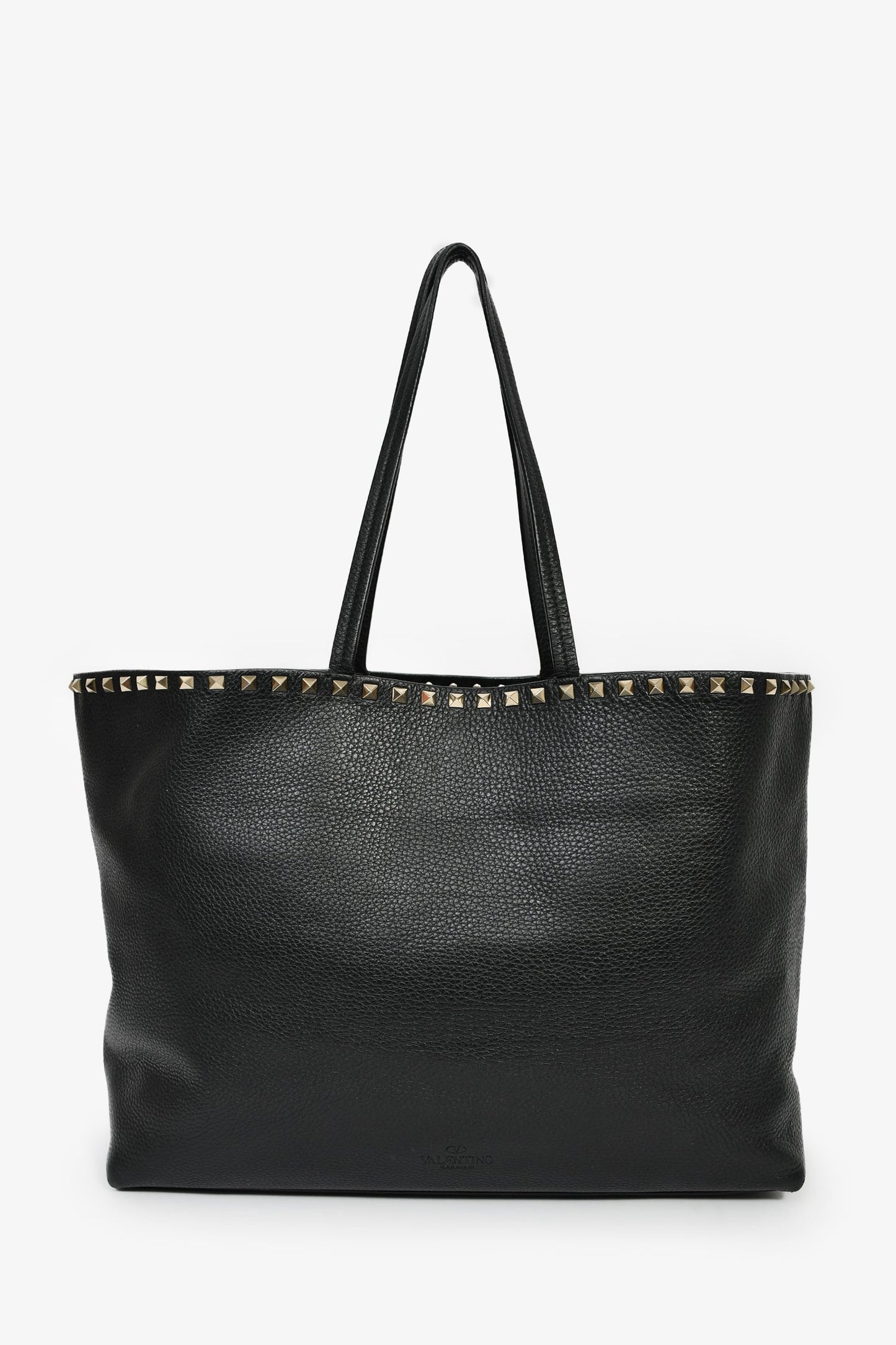 Valentino Black Leather Rockstud Tote