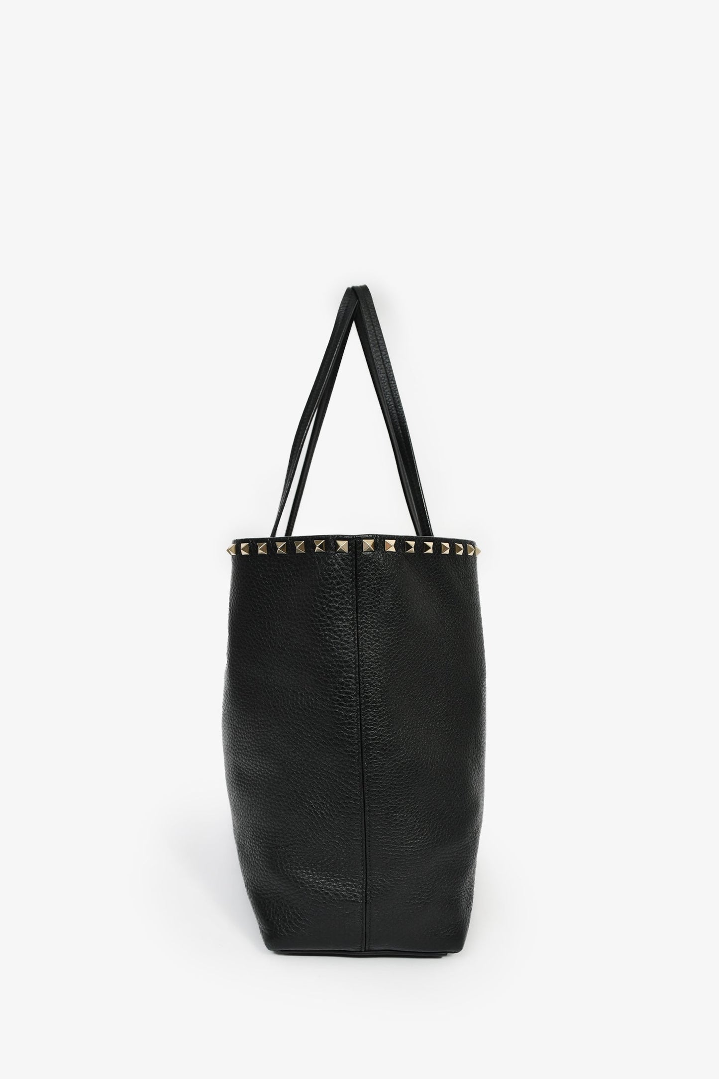 Valentino Black Leather Rockstud Tote