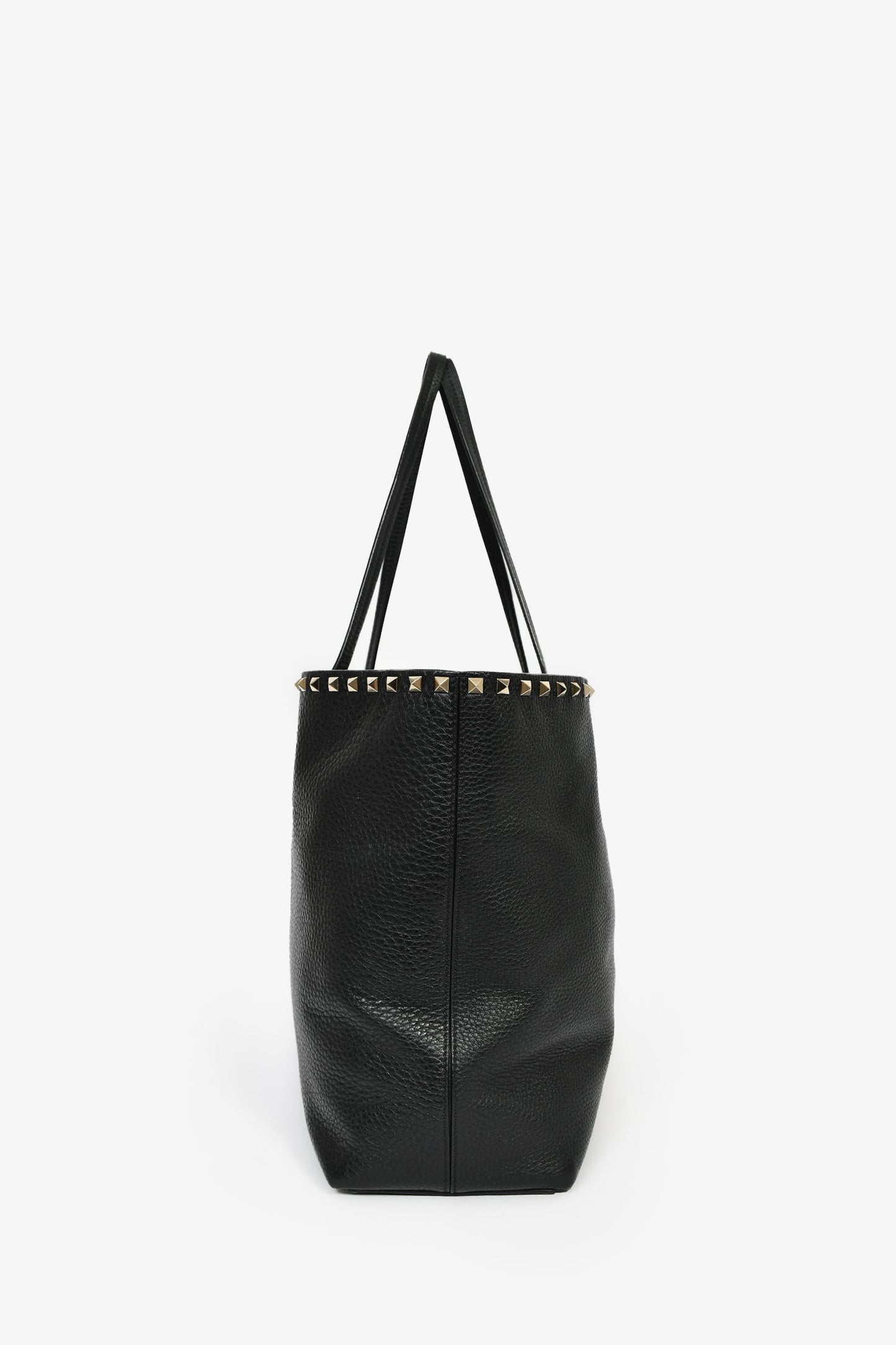 Valentino Black Leather Rockstud Tote