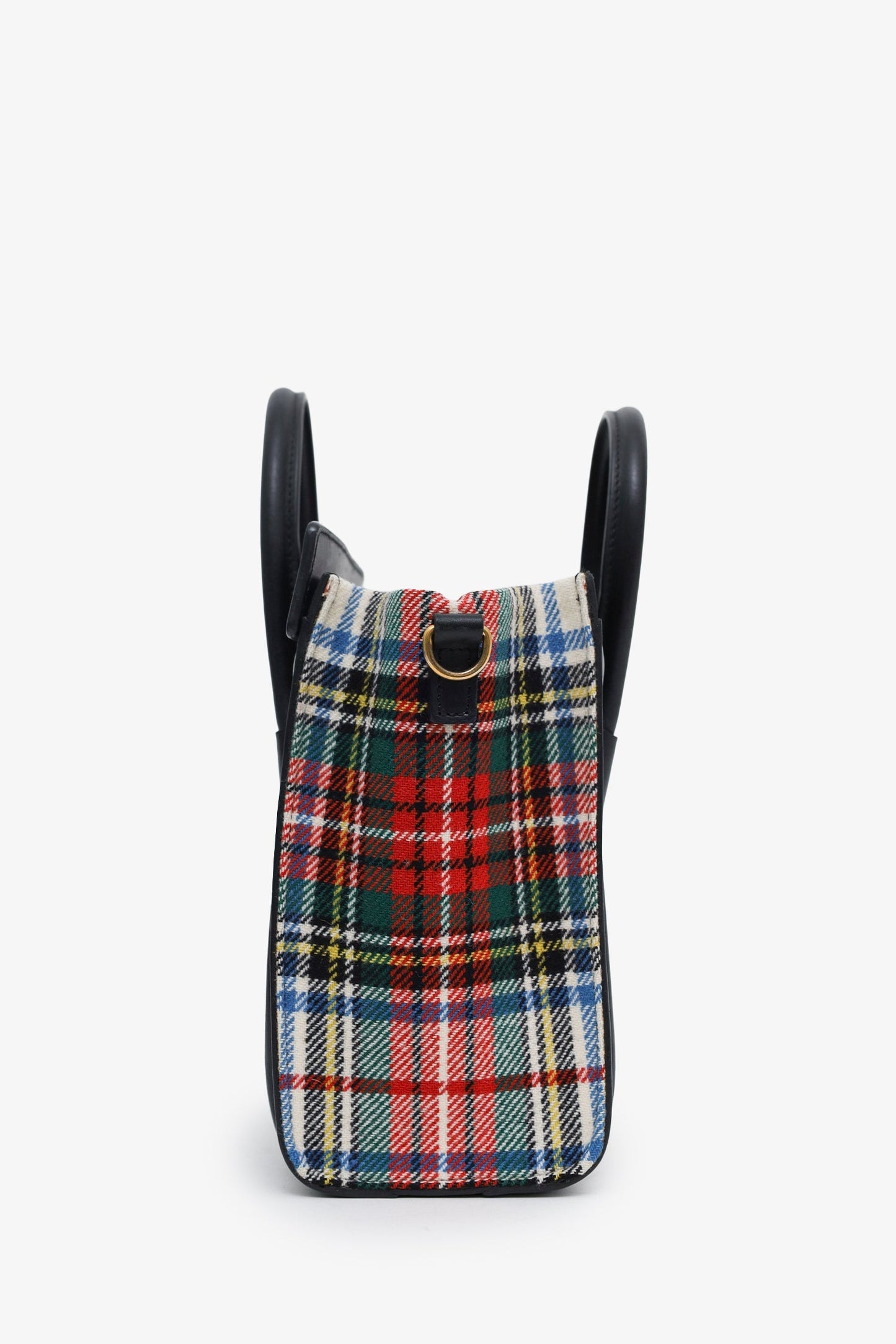 Celine 2017 Plaid Print Tartan Nano Luggage Tote Bag With Strap