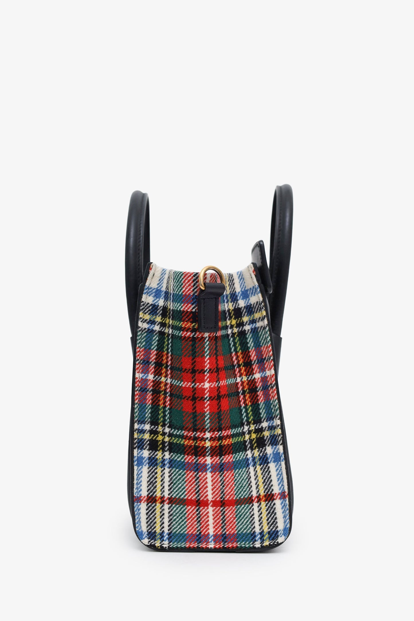 Celine 2017 Plaid Print Tartan Nano Luggage Tote Bag With Strap