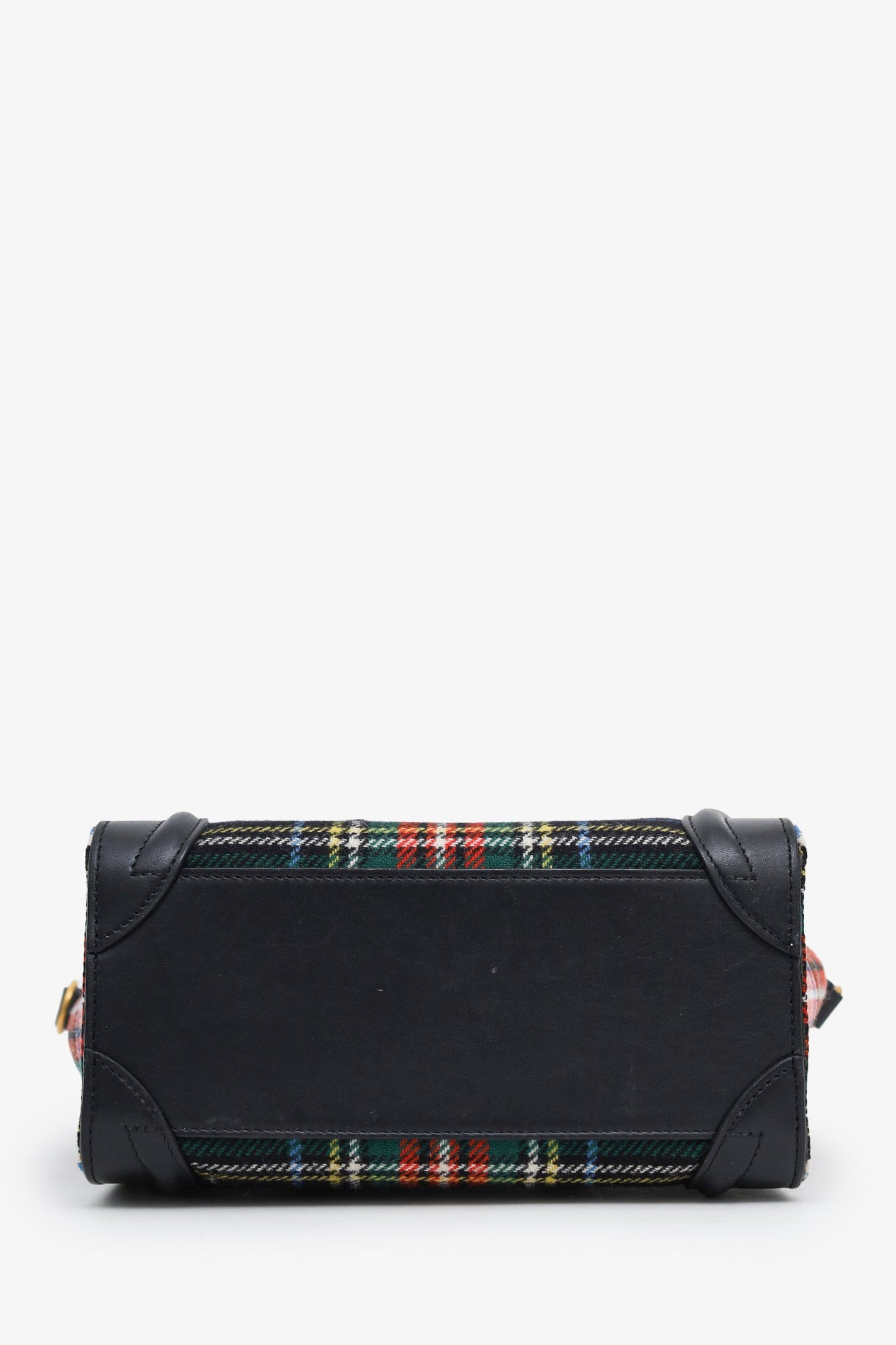 Celine 2017 Plaid Print Tartan Nano Luggage Tote Bag With Strap