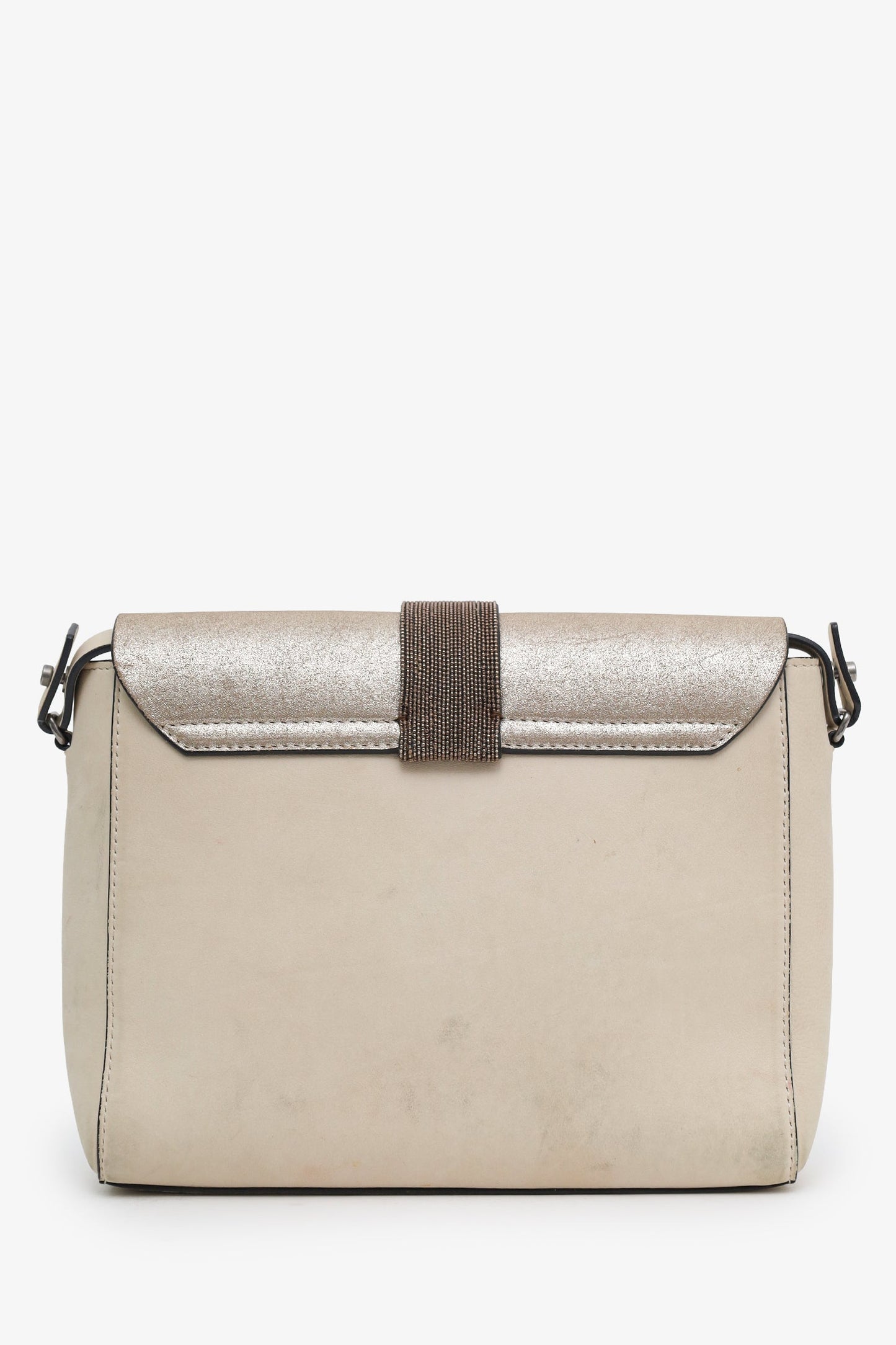 Brunello Cucinelli Cream Leather Monili Crossbody Bag