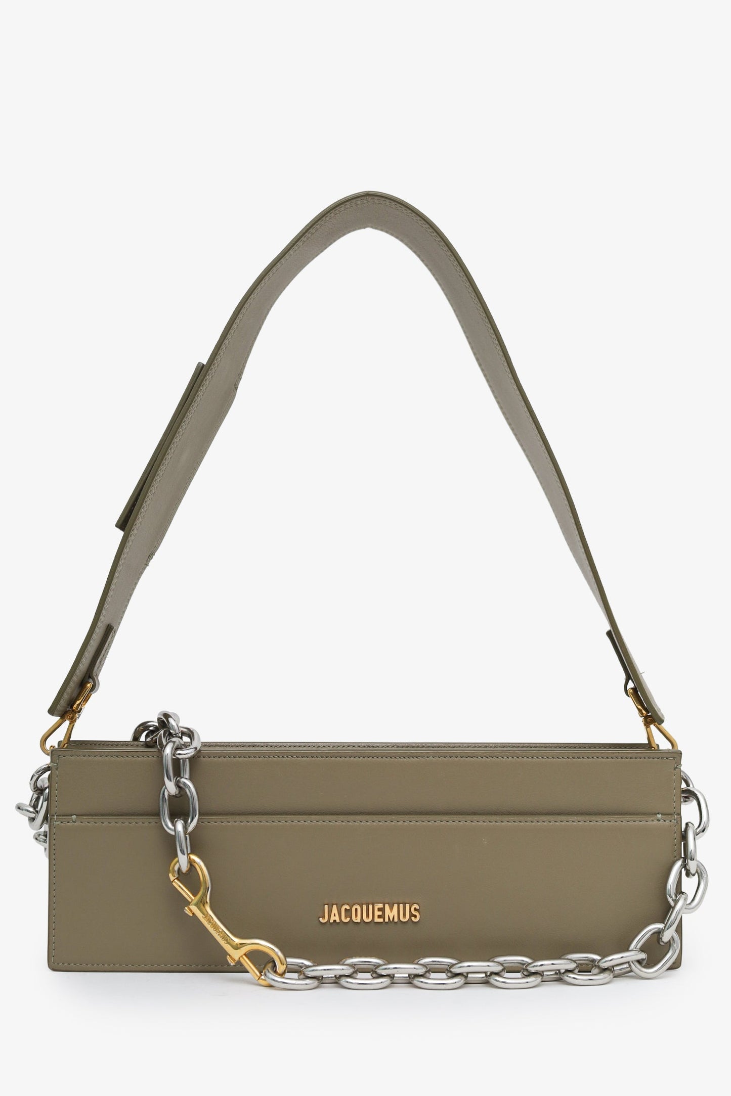 Jacquemus Olive Leather Le Sac Ciuciu Chain Shoulder Bag With Strap